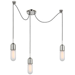 Thomas O'Brien Junio 3-Light Chandelier in Polished Nickel with Frosted Glass