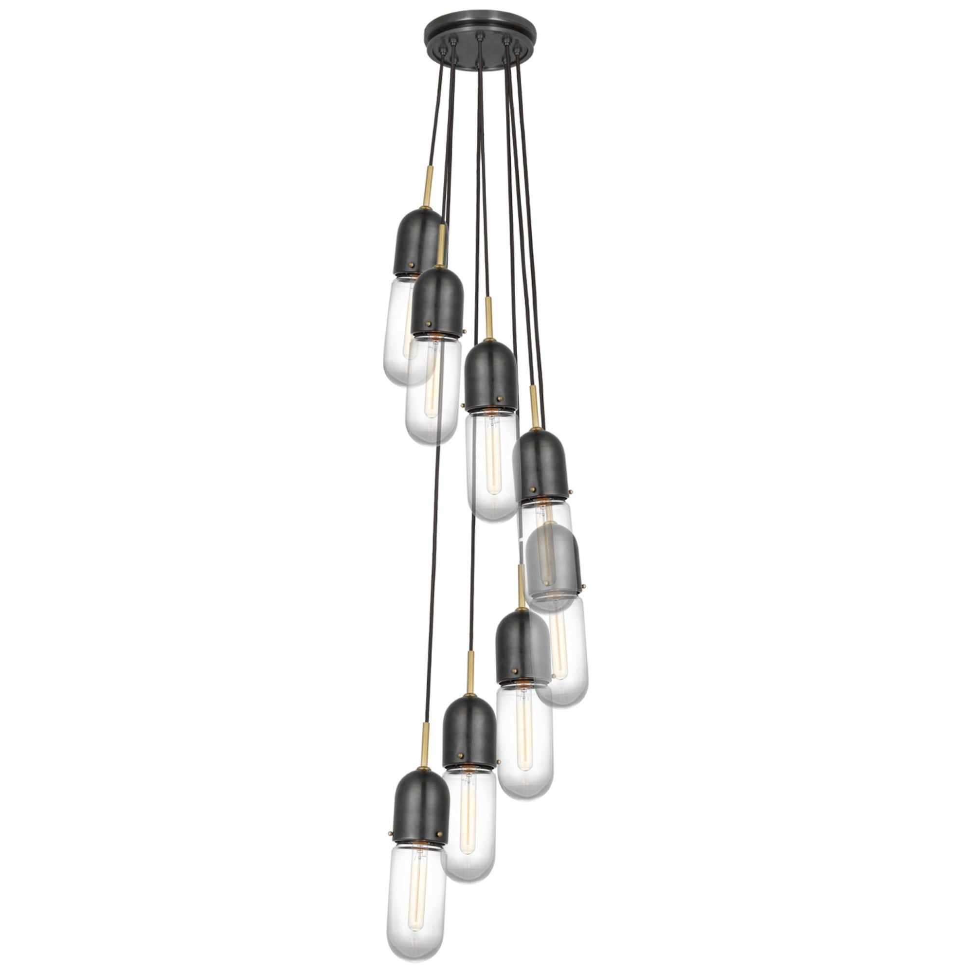 Thomas O'Brien Junio 8-Light Pendant in Bronze and Brass with Clear Glass Ceiling Light W9.5" (Configurable)