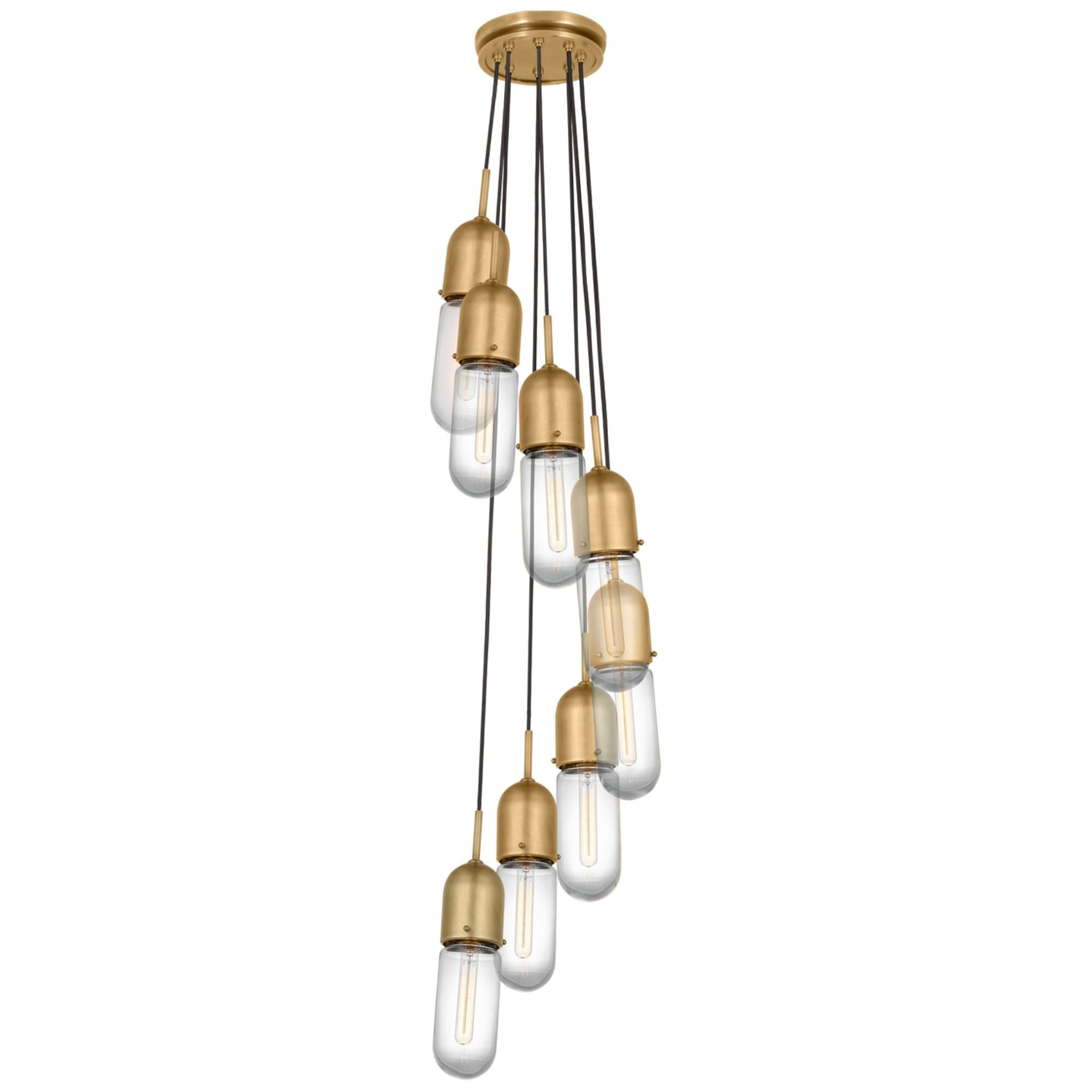 Thomas O'Brien Junio 8-Light Pendant in Hand-Rubbed Antique Brass with Clear Glass Ceiling Light W9.5" (Configurable)