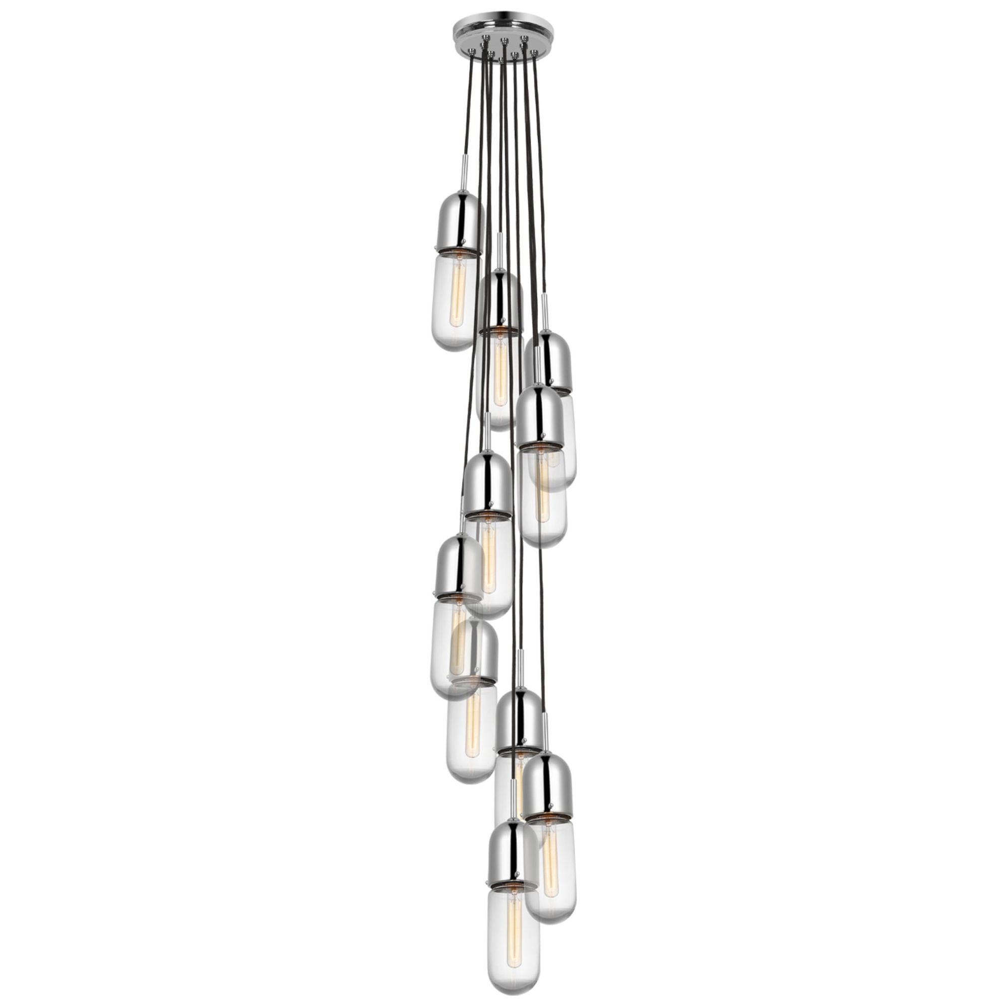 Thomas O'Brien Junio 10-Light Pendant in Polished Nickel with Clear Glass Ceiling Light W9.5" (Configurable)