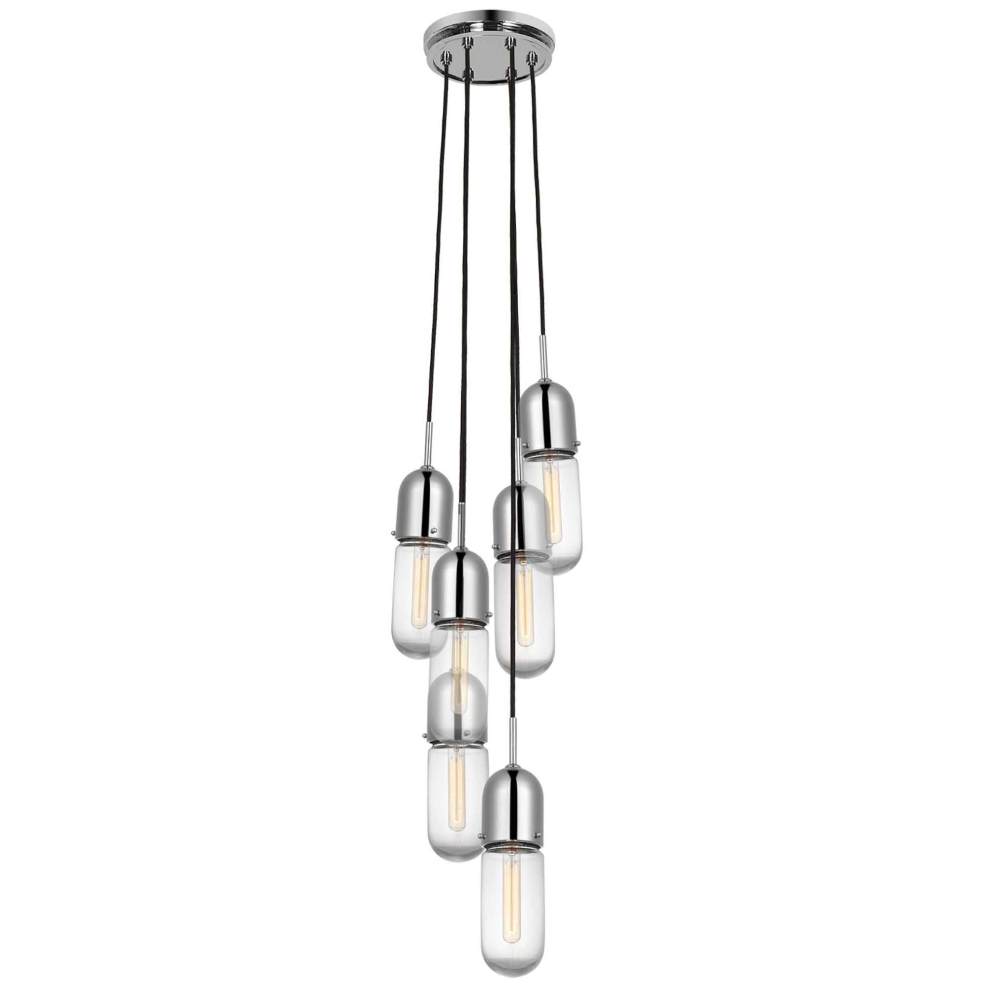 Thomas O'Brien Junio 6-Light Pendant in Polished Nickel with Clear Glass Ceiling Light W9.5" (Configurable)