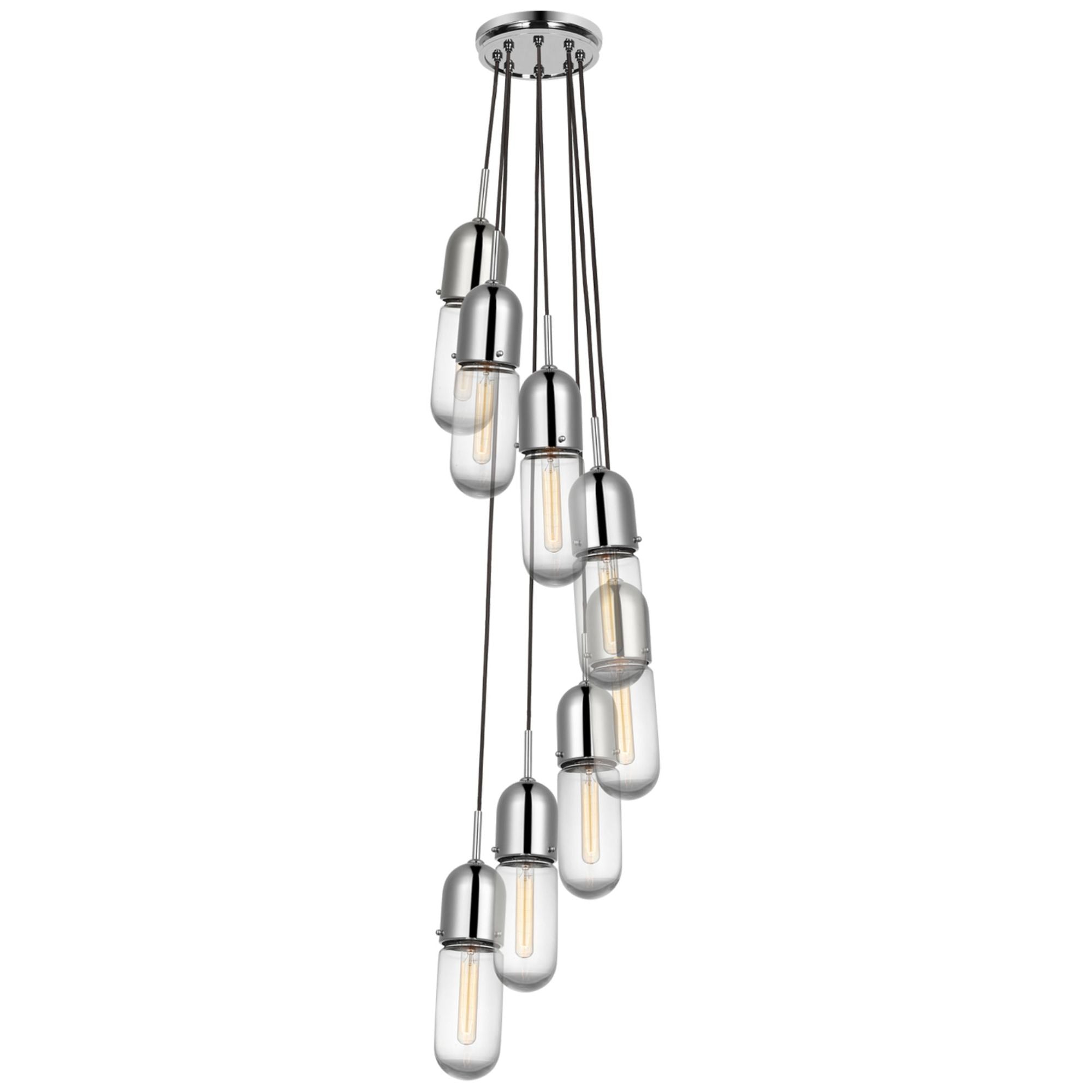 Thomas O'Brien Junio 8-Light Pendant in Polished Nickel with Clear Glass Ceiling Light W9.5" (Configurable)