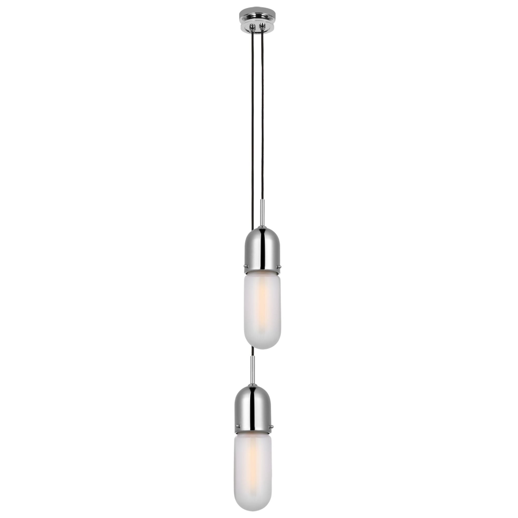Thomas O'Brien Junio 2-Light Pendant in Polished Nickel with Frosted Glass