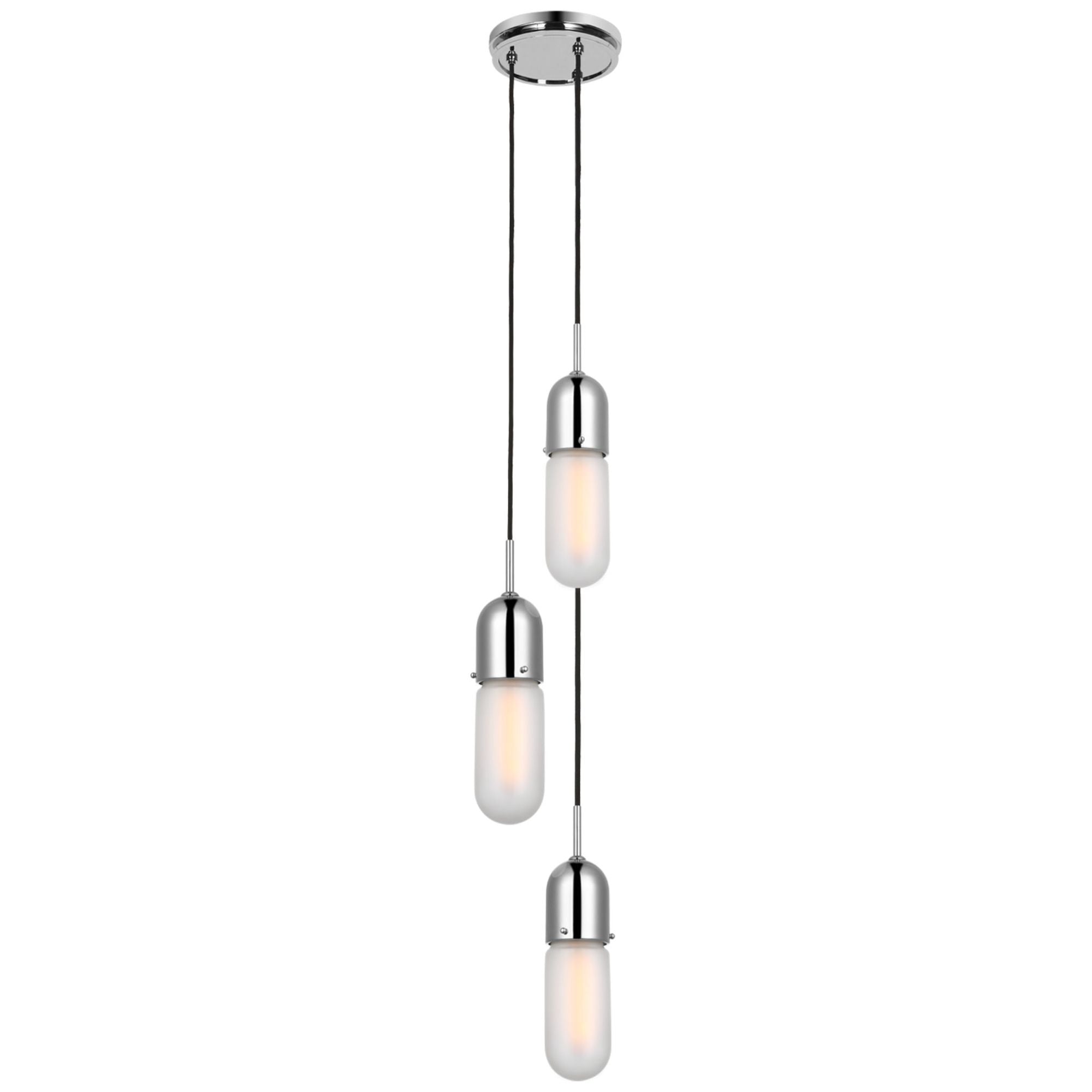 Thomas O'Brien Junio 3-Light Pendant in Polished Nickel with Frosted Glass Ceiling Light W8.75" (Configurable)