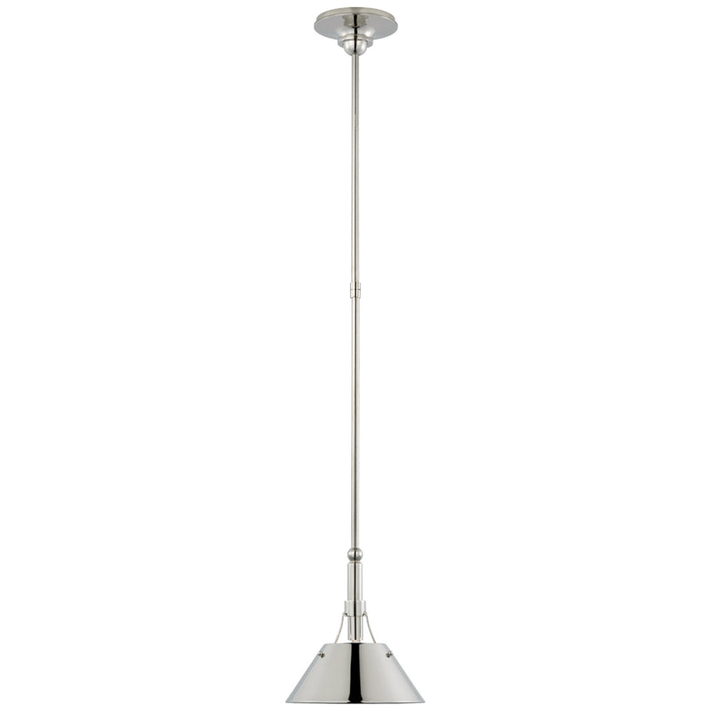 Thomas O'Brien Turlington Small Pendant in Polished Nickel with Polished Nickel Shade