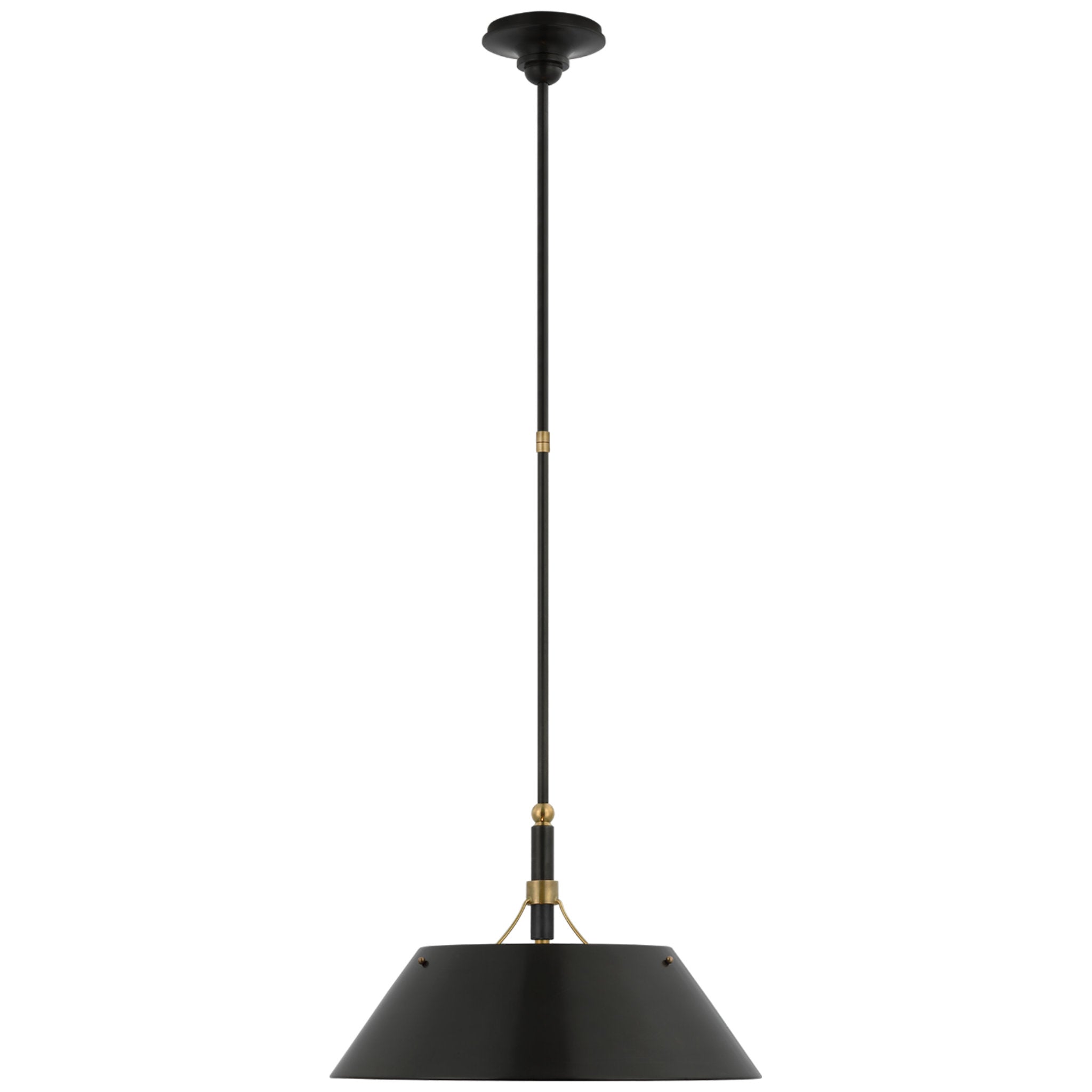Thomas O'Brien Turlington Large Pendant in Bronze and Hand-Rubbed Antique Brass with Bronze Shade