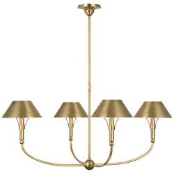 Thomas O'Brien Turlington Arched Chandelier in Hand-Rubbed Antique Brass with Hand-Rubbed Antique Brass Shade