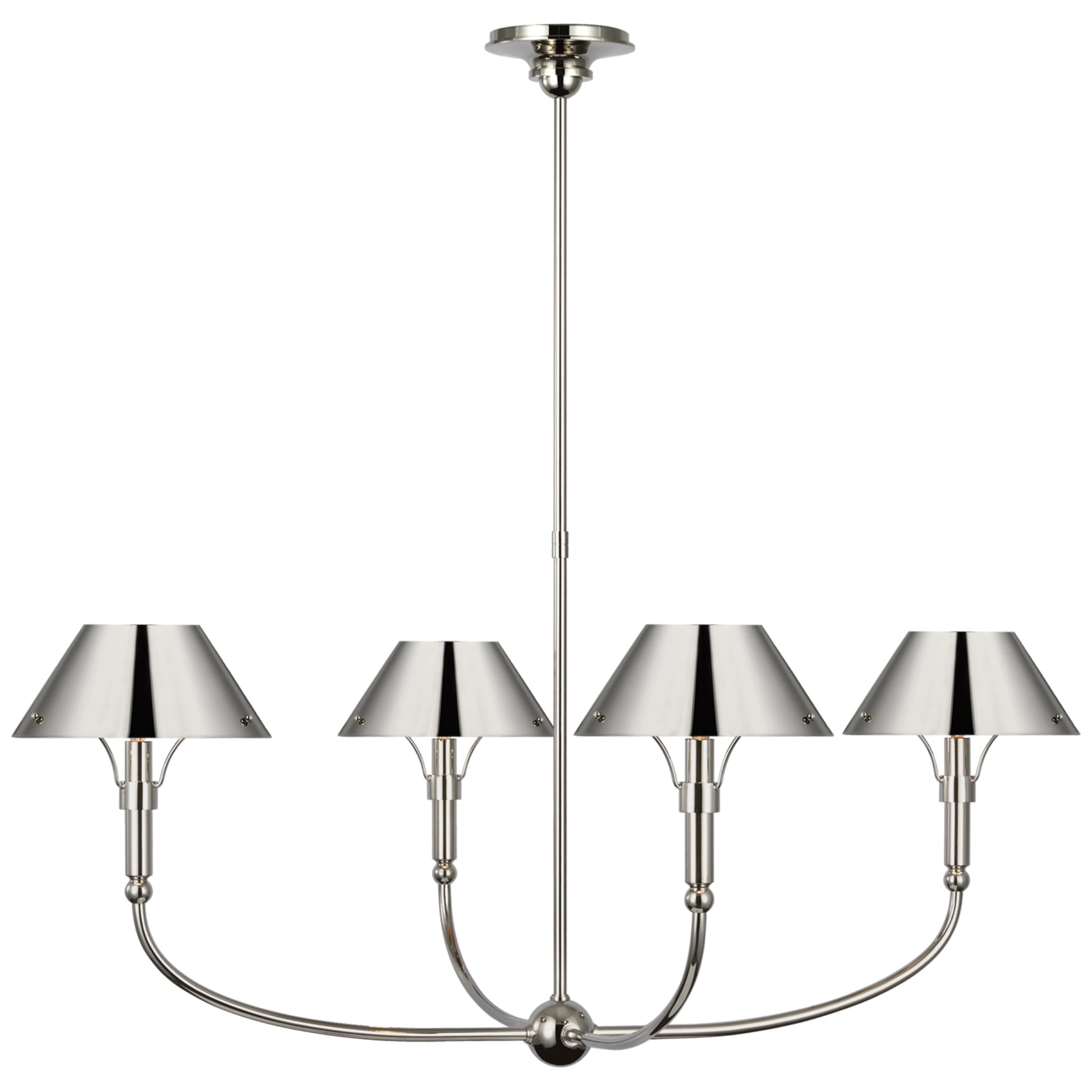 Thomas O'Brien Turlington Arched Chandelier in Polished Nickel with Polished Nickel Shade Ceiling Light W40"