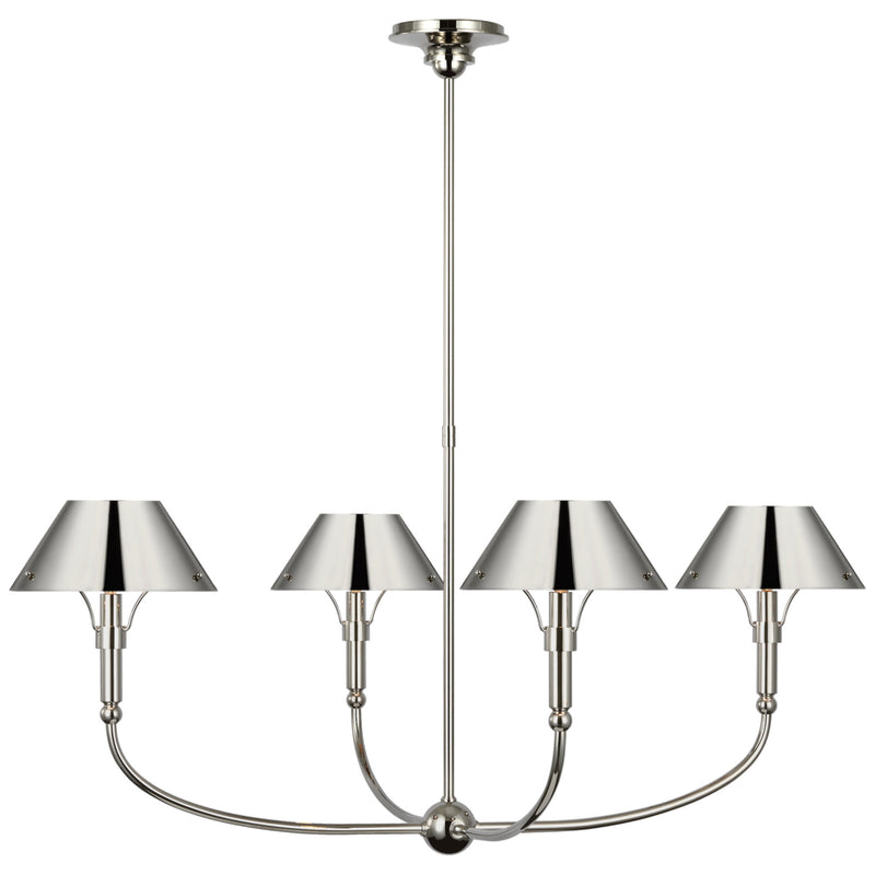Thomas O'Brien Turlington Arched Chandelier in Polished Nickel with Polished Nickel Shade