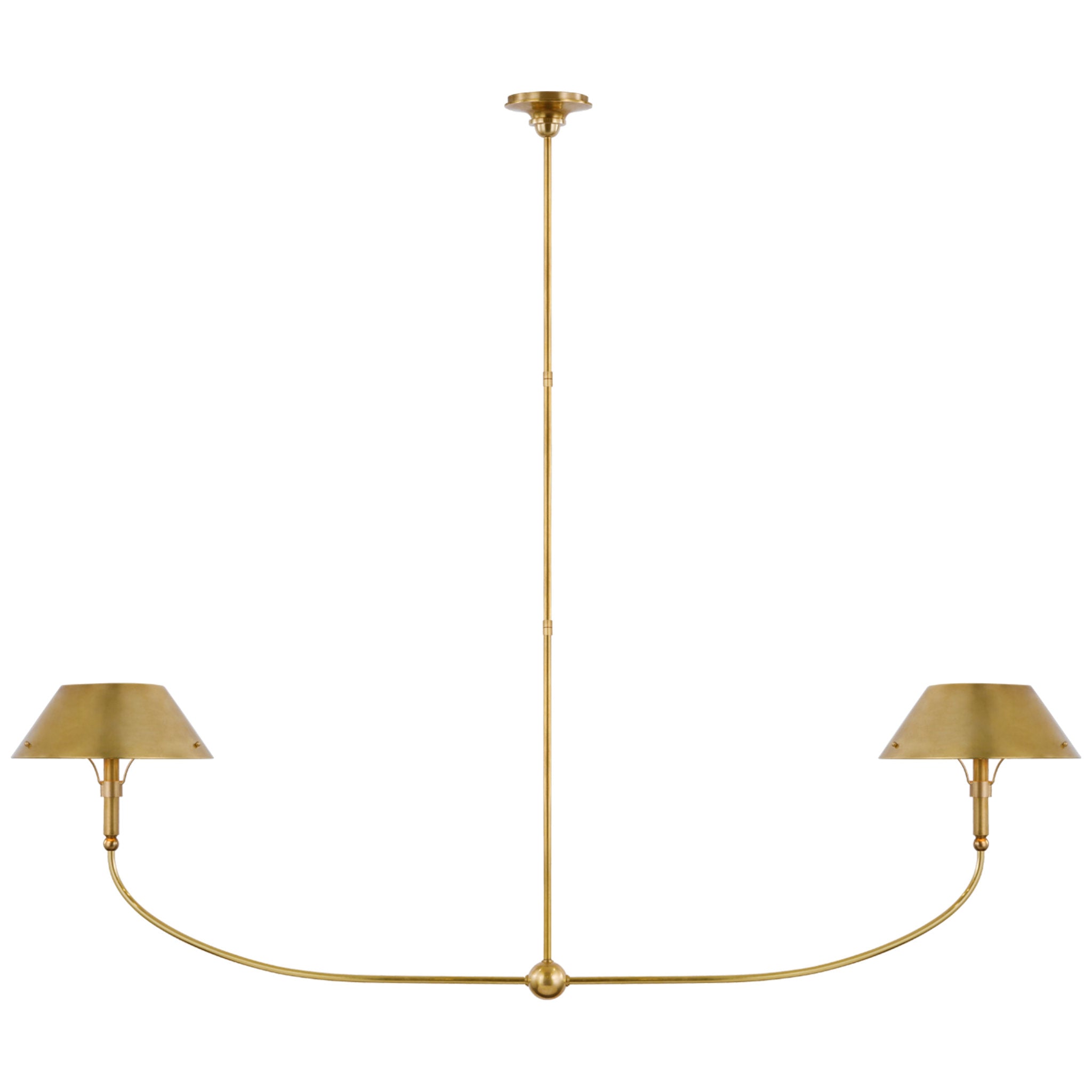 Thomas O'Brien Turlington XL Linear Chandelier in Hand-Rubbed Antique Brass with Hand-Rubbed Antique Brass Shade