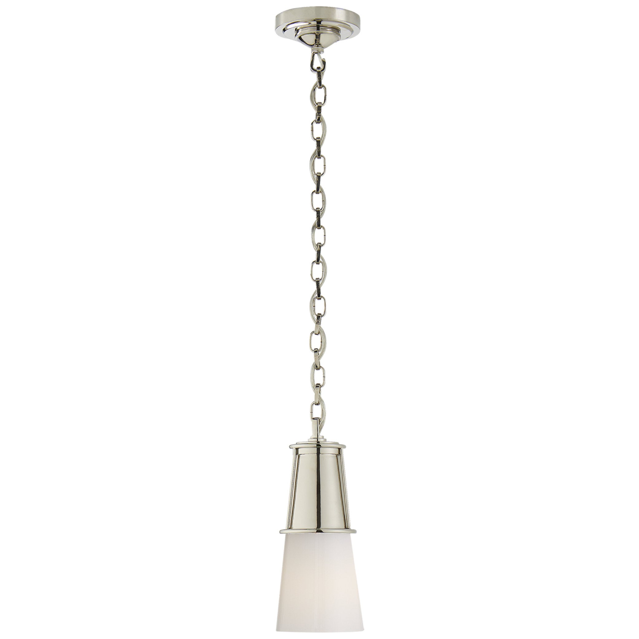 Thomas O'Brien Robinson Small Pendant in Polished Nickel with White Glass
