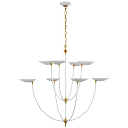 Thomas O'Brien Keira XL Chandelier in Matte White and Hand-Rubbed Antique Brass