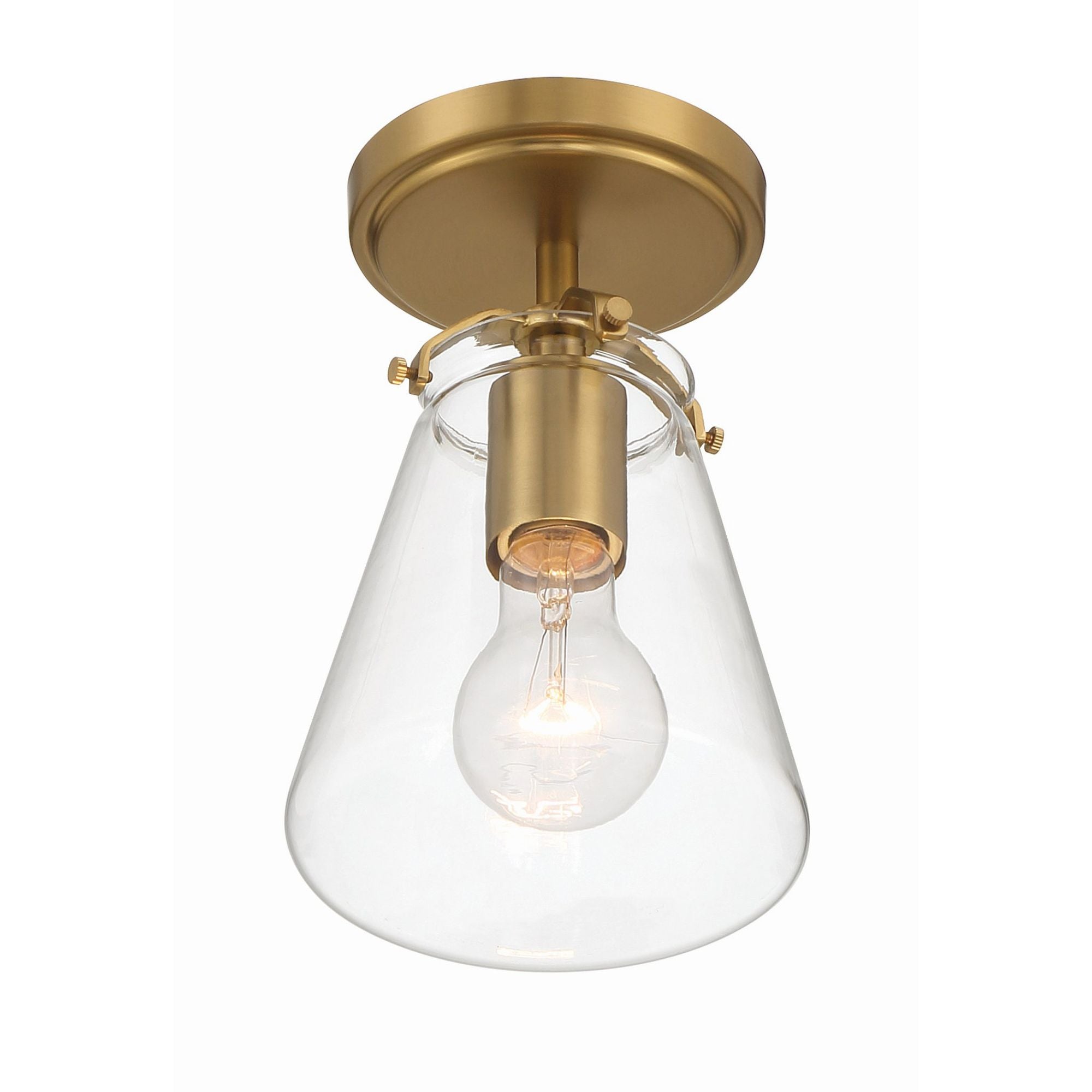 Voss 1 Light Luxe Gold Semi Flush Mount Clear Glass 5.75"W x 9.25"H x 5.75"D