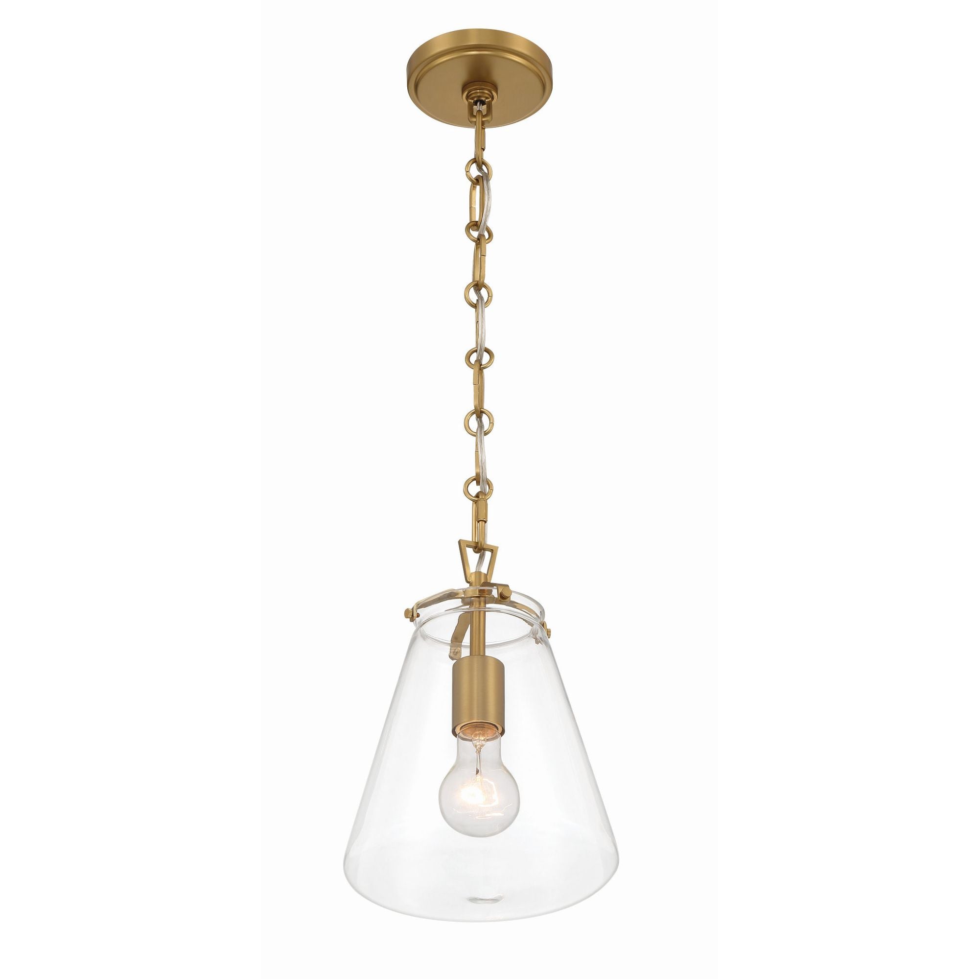 Voss 1 Light Luxe Gold Mini Pendant Clear Glass 8.25"W x 11.5"H x 8.25"D