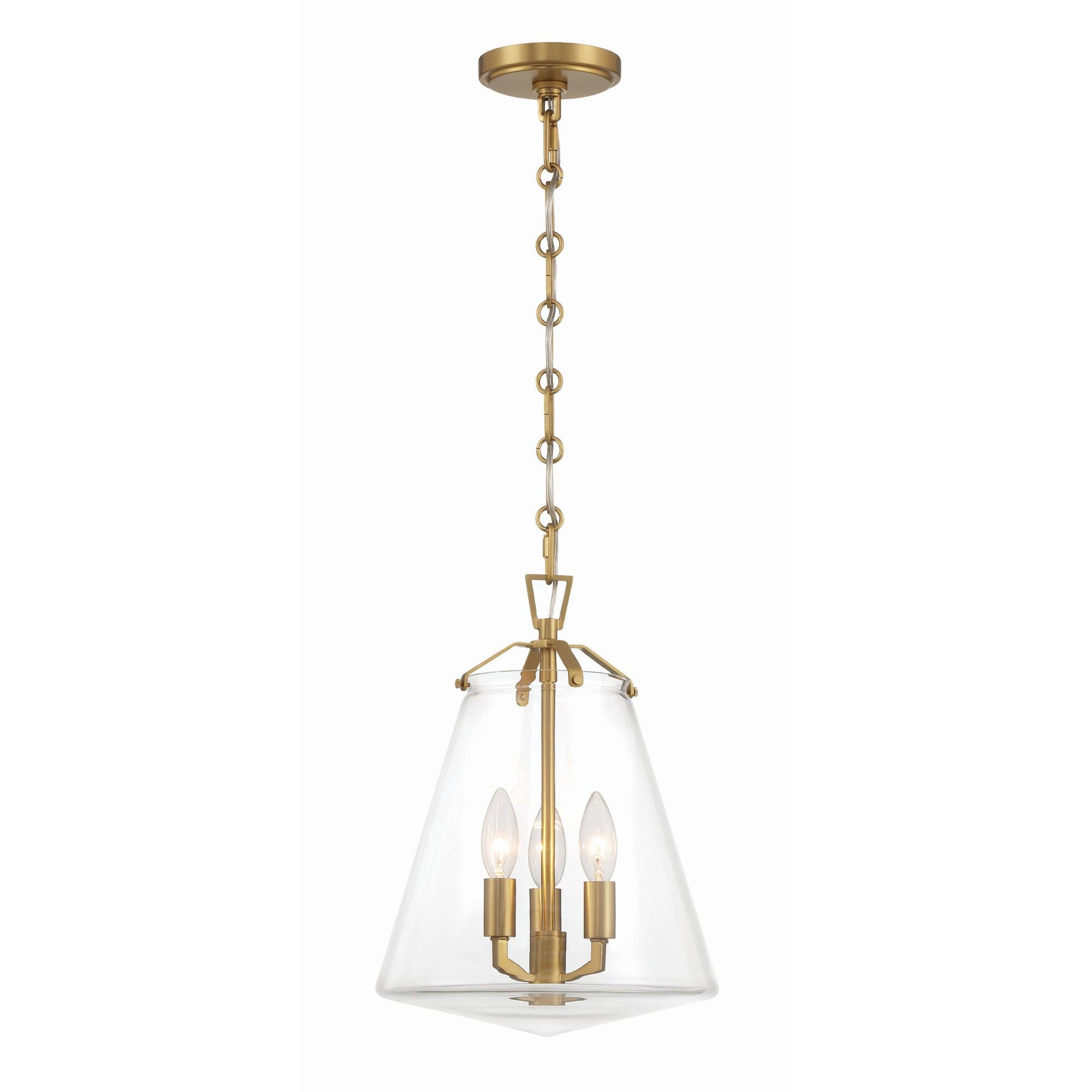Voss 3 Light Luxe Gold Pendant Clear Glass 11"W x 14.75"H x 11"D