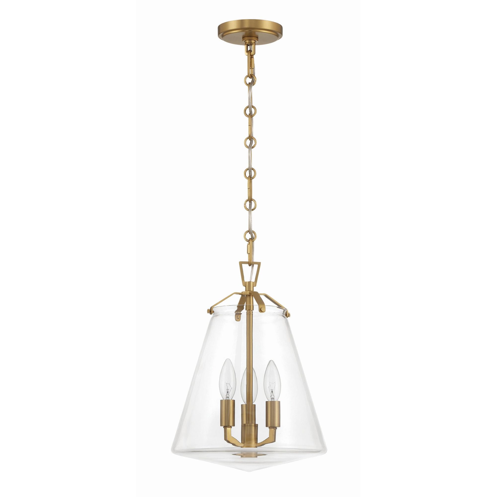 Voss 3 Light Luxe Gold Pendant Clear Glass 11"W x 14.75"H x 11"D