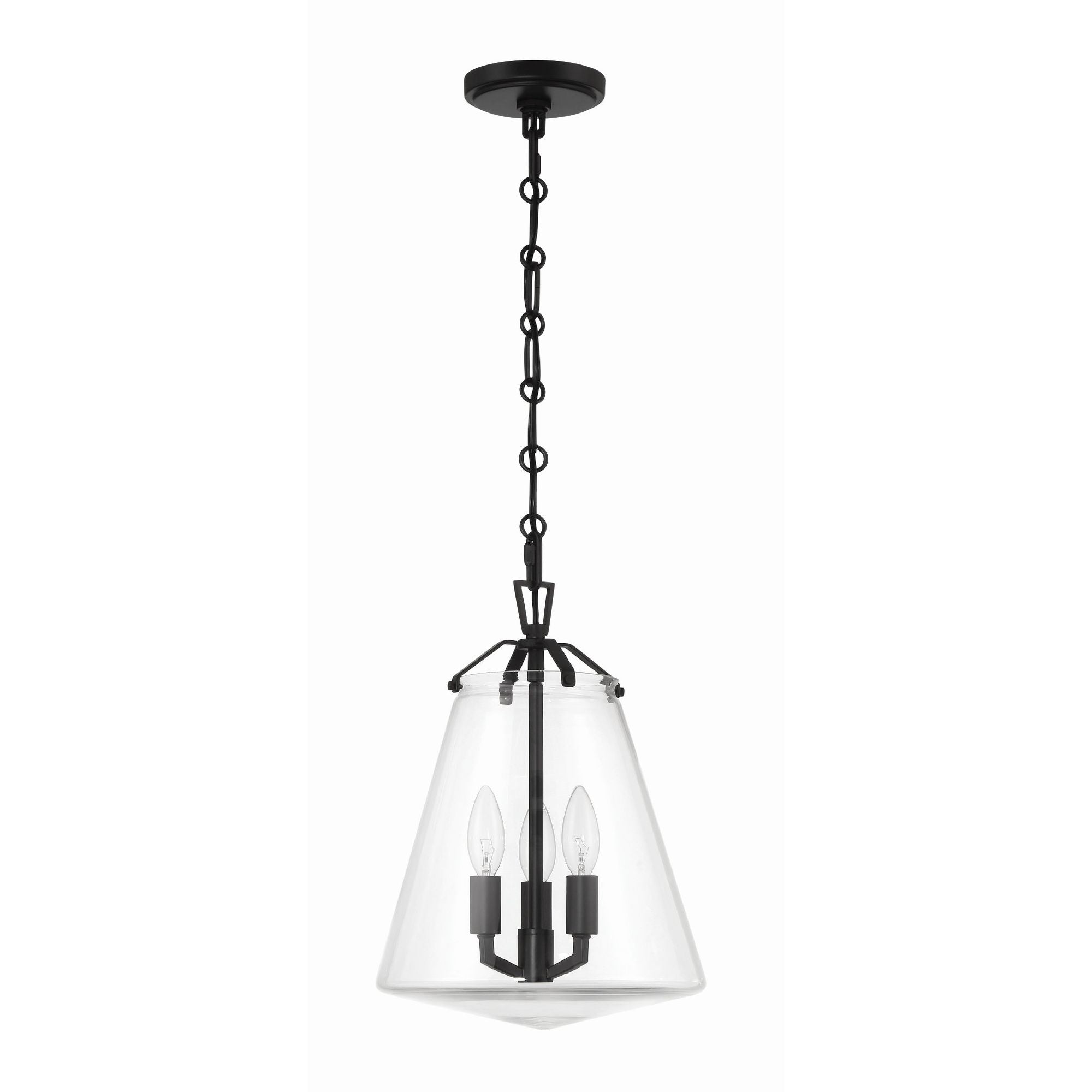 Voss 3 Light Matte Black Pendant Clear Glass 11"W x 14.75"H x 11"D