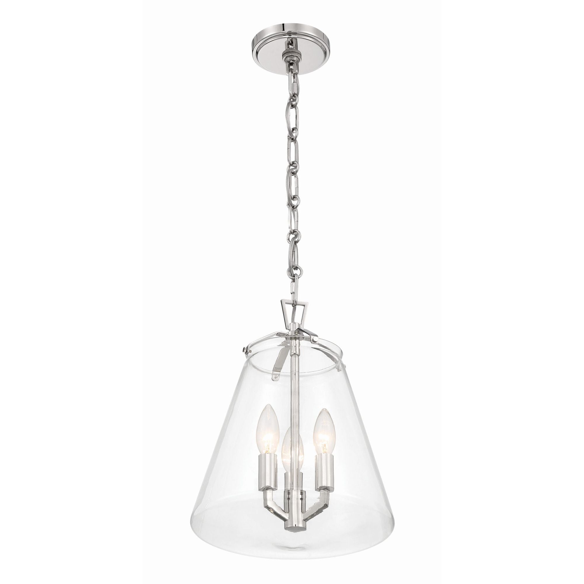 Voss 3 Light Polished Nickel Pendant Clear Glass 11"W x 14.75"H x 11"D