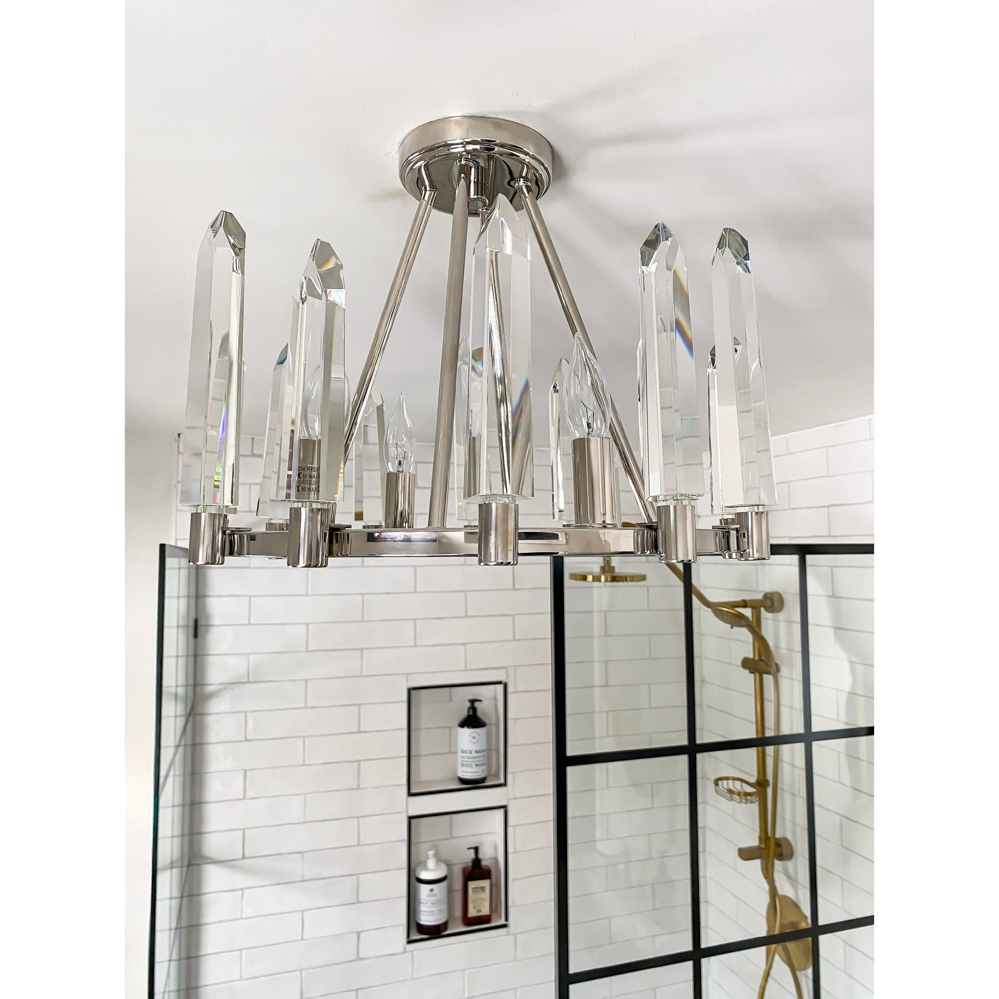 Watson 18.25'' Polished Nickel Semi Flush Mount Silver 18.25"W x 13.5"H x 18.25"D