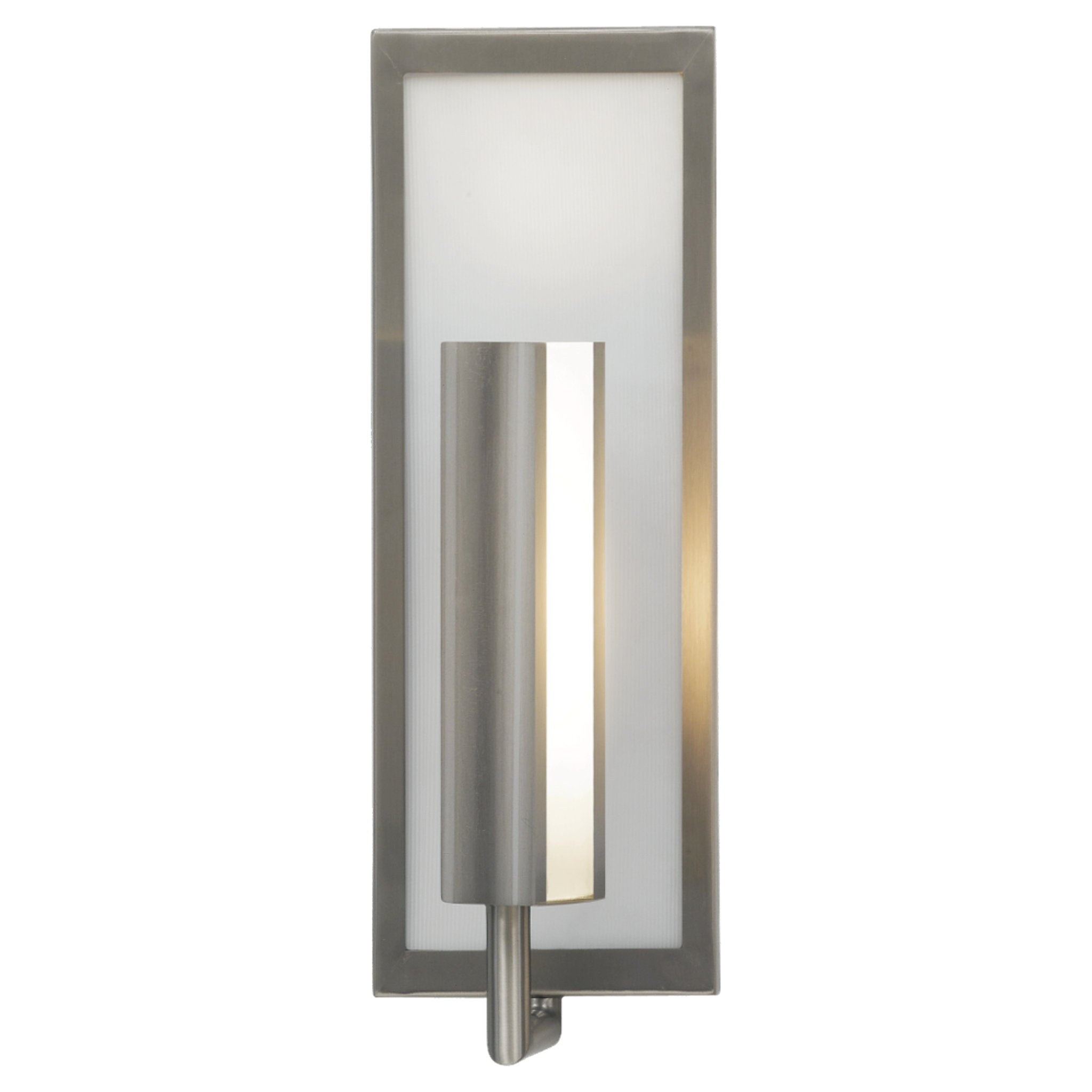 Mila Wall Sconce Modern Bath Fixture 5" Width 14.75" Height Steel Rectangular White Opal Etched Shade in Brushed