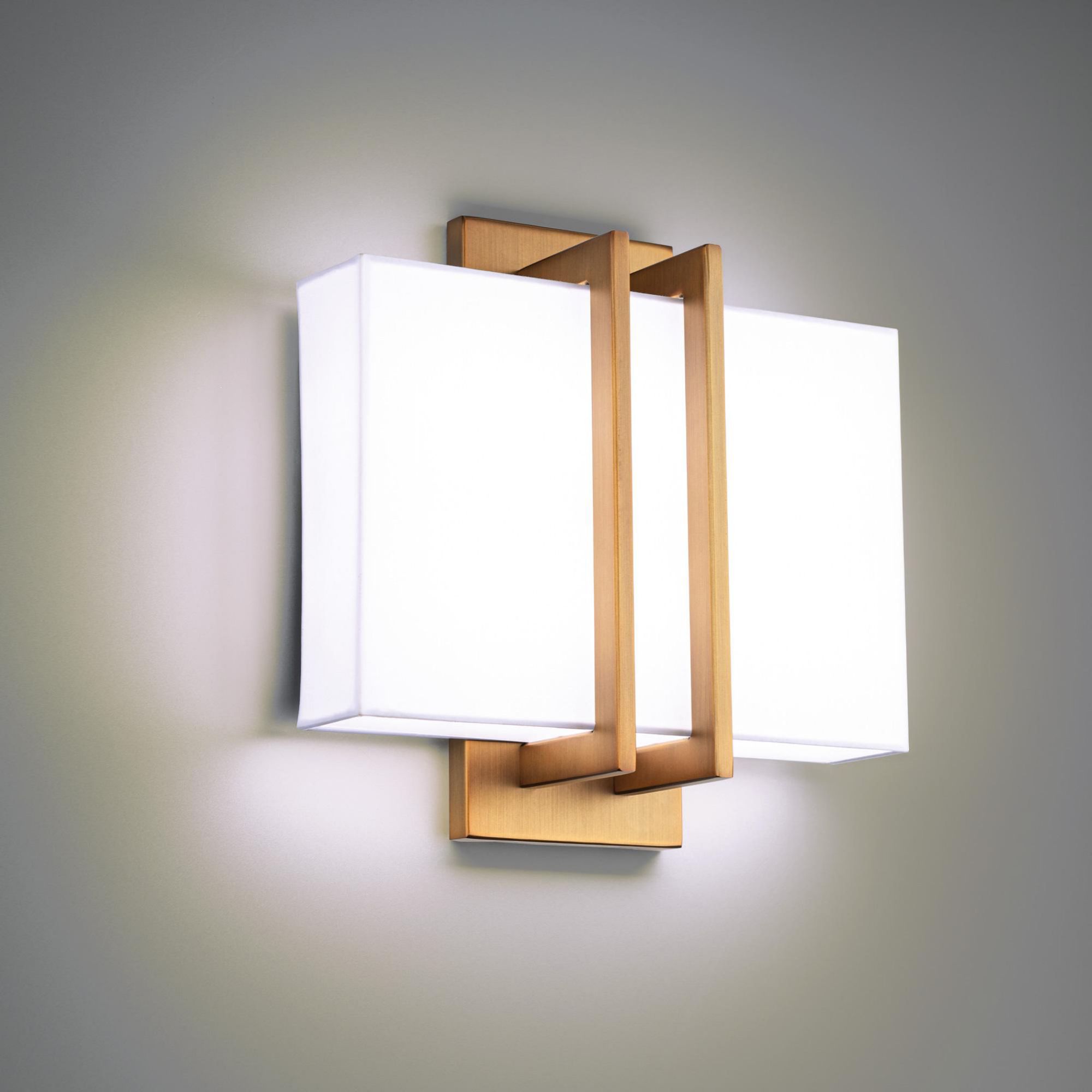 Downton 11in LED Wall Light 3-CCT 2700K-3000K-3500K Set to 3500K in Aged Brass