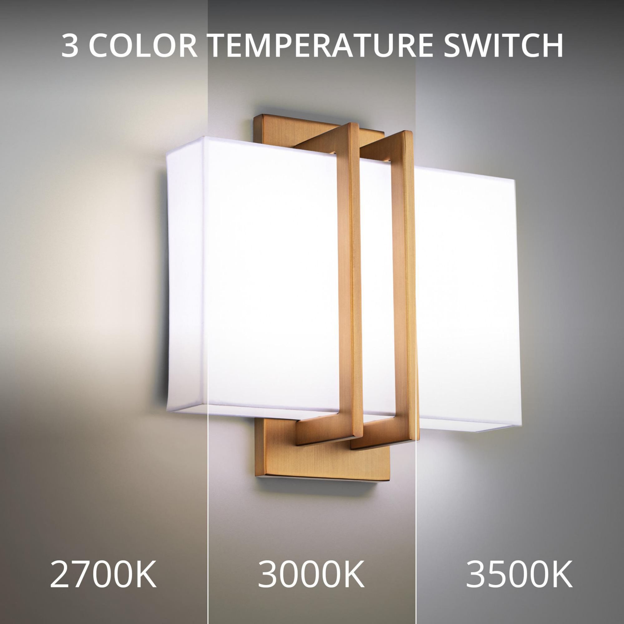 Downton 11in LED Wall Light 3-CCT 2700K-3000K-3500K Set to 3500K in Aged Brass