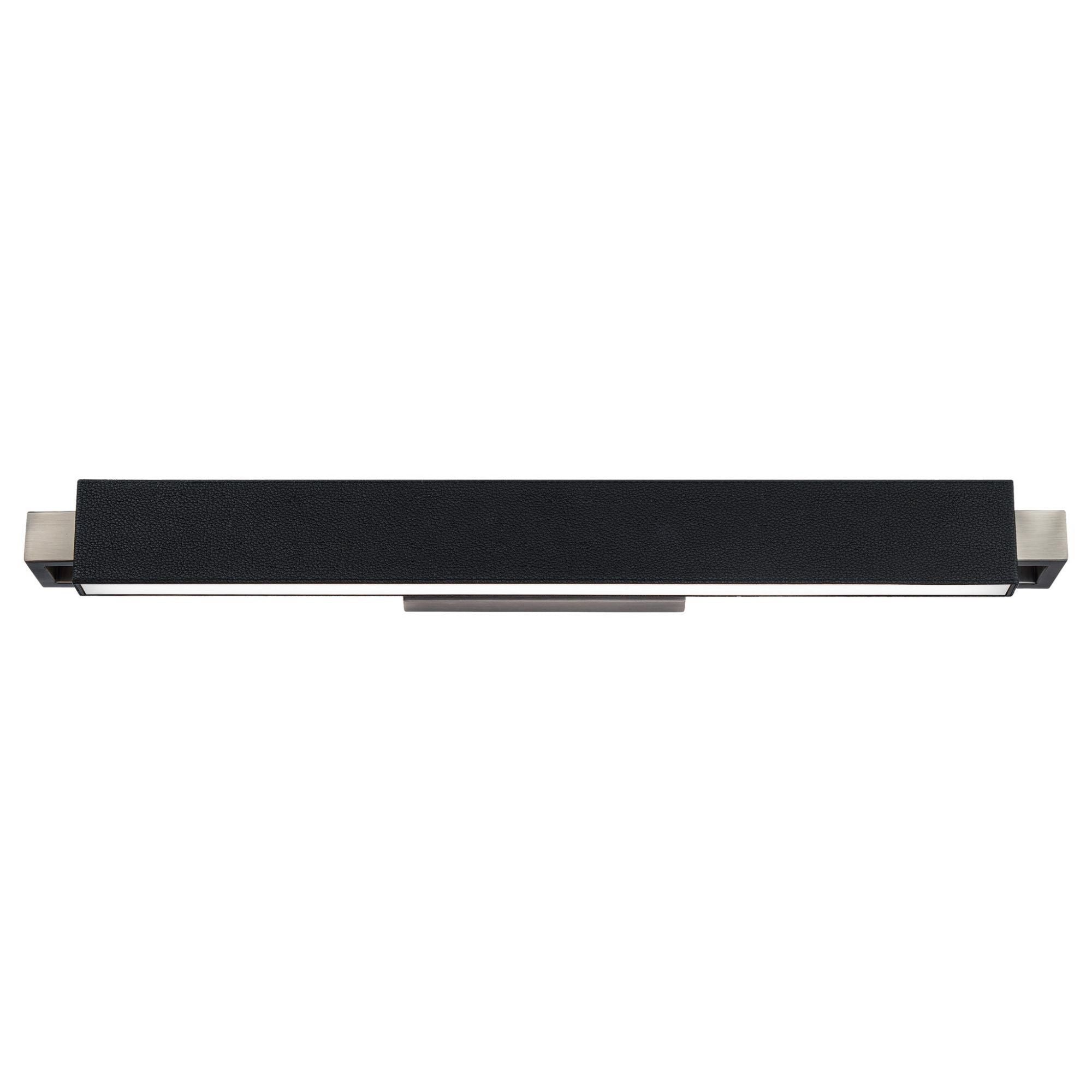 Kinsman 29in LED Bathroom Vanity or Wall Light 3-CCT 2700K-3000K-3500K in Black Leather with Brushed Nickel Hardware