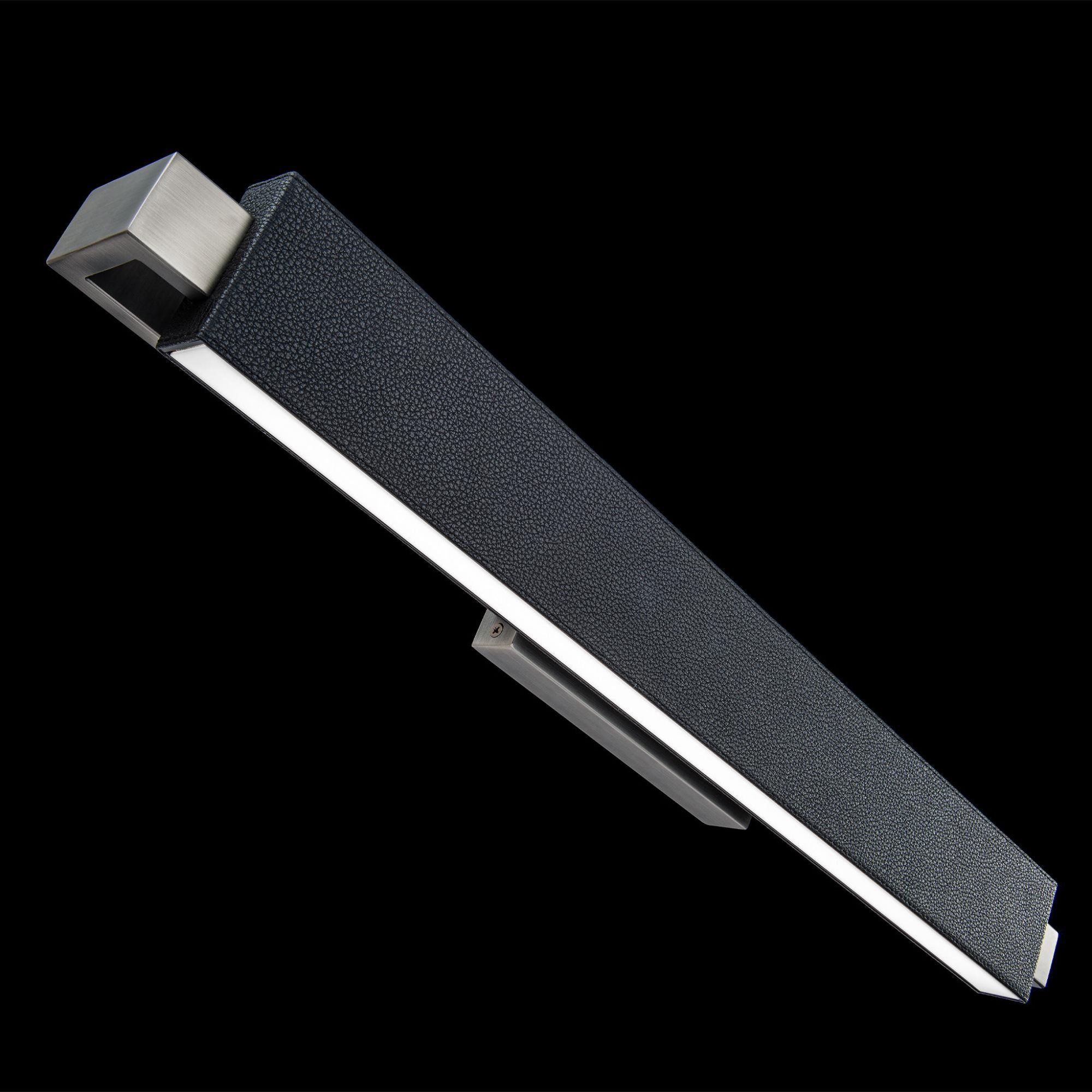 Kinsman 29in LED Bathroom Vanity or Wall Light 3-CCT 2700K-3000K-3500K in Black Leather with Brushed Nickel Hardware