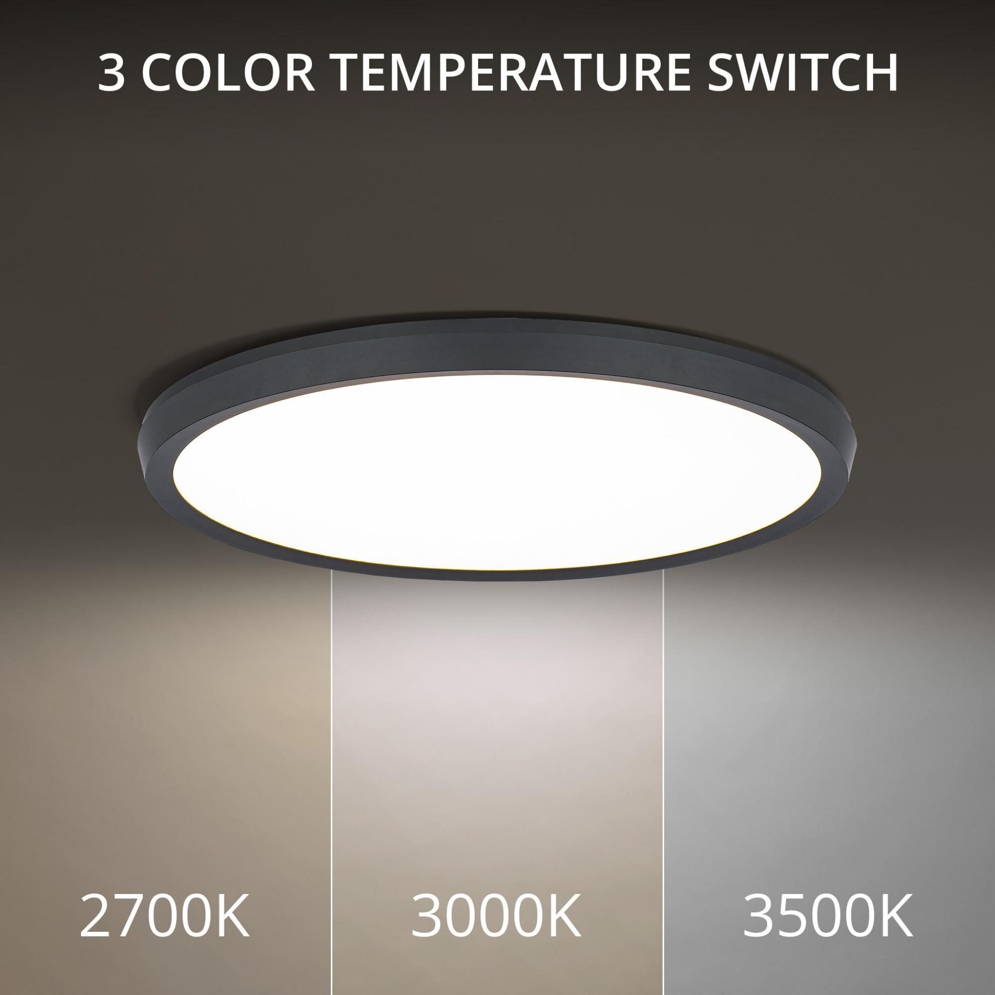 Argo 15in LED Round Flush Mount 3-CCT 2700K-3000K-3500K Set to 3500K in Black