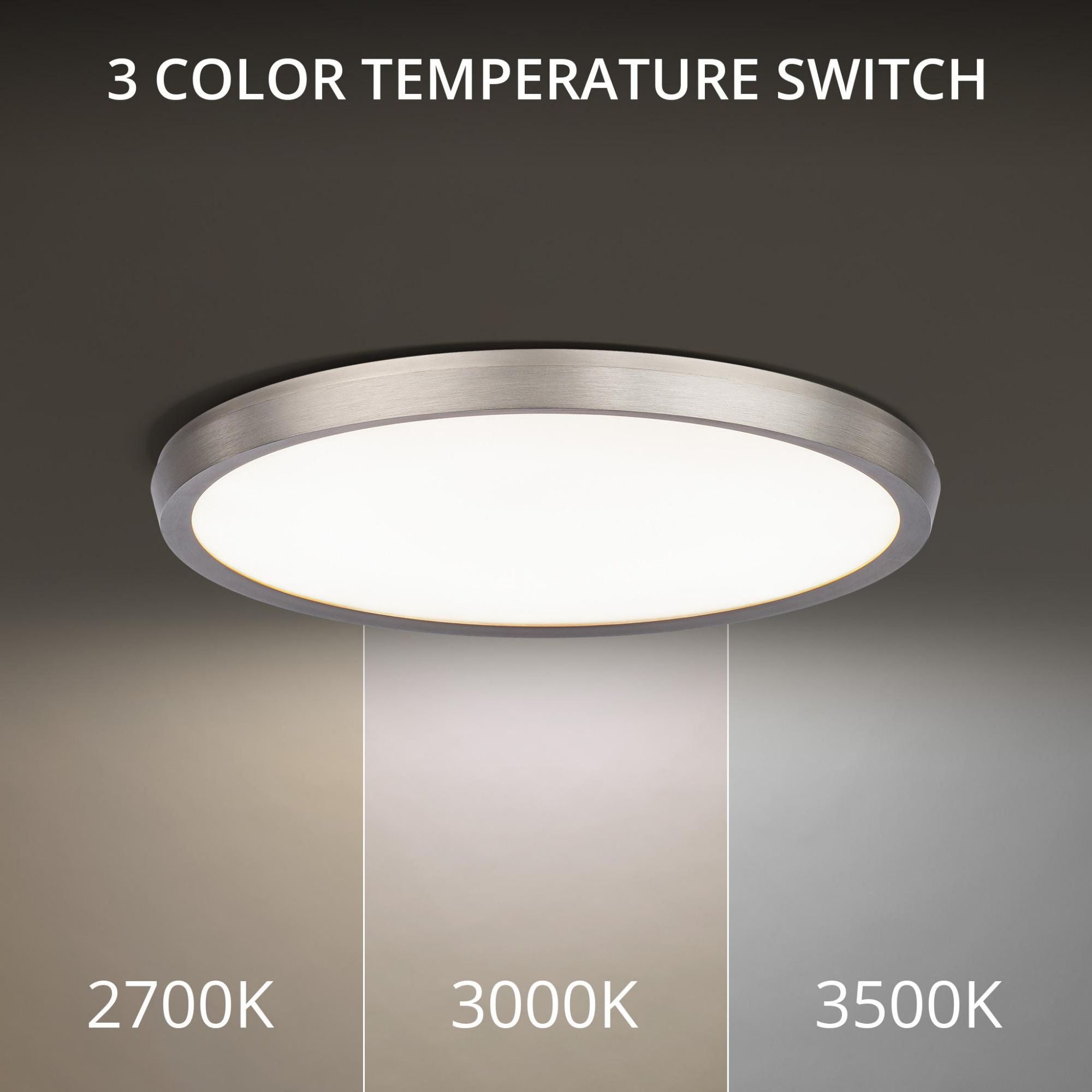 Argo 15in LED Round Flush Mount 3-CCT 2700K-3000K-3500K Set to 3000K in Brushed Nickel
