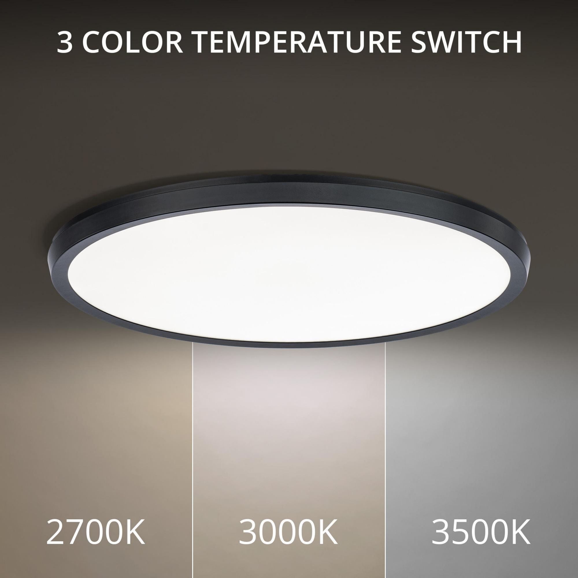 Argo 19in LED Round Flush Mount 3-CCT 2700K-3000K-3500K Set to 3500K in Black