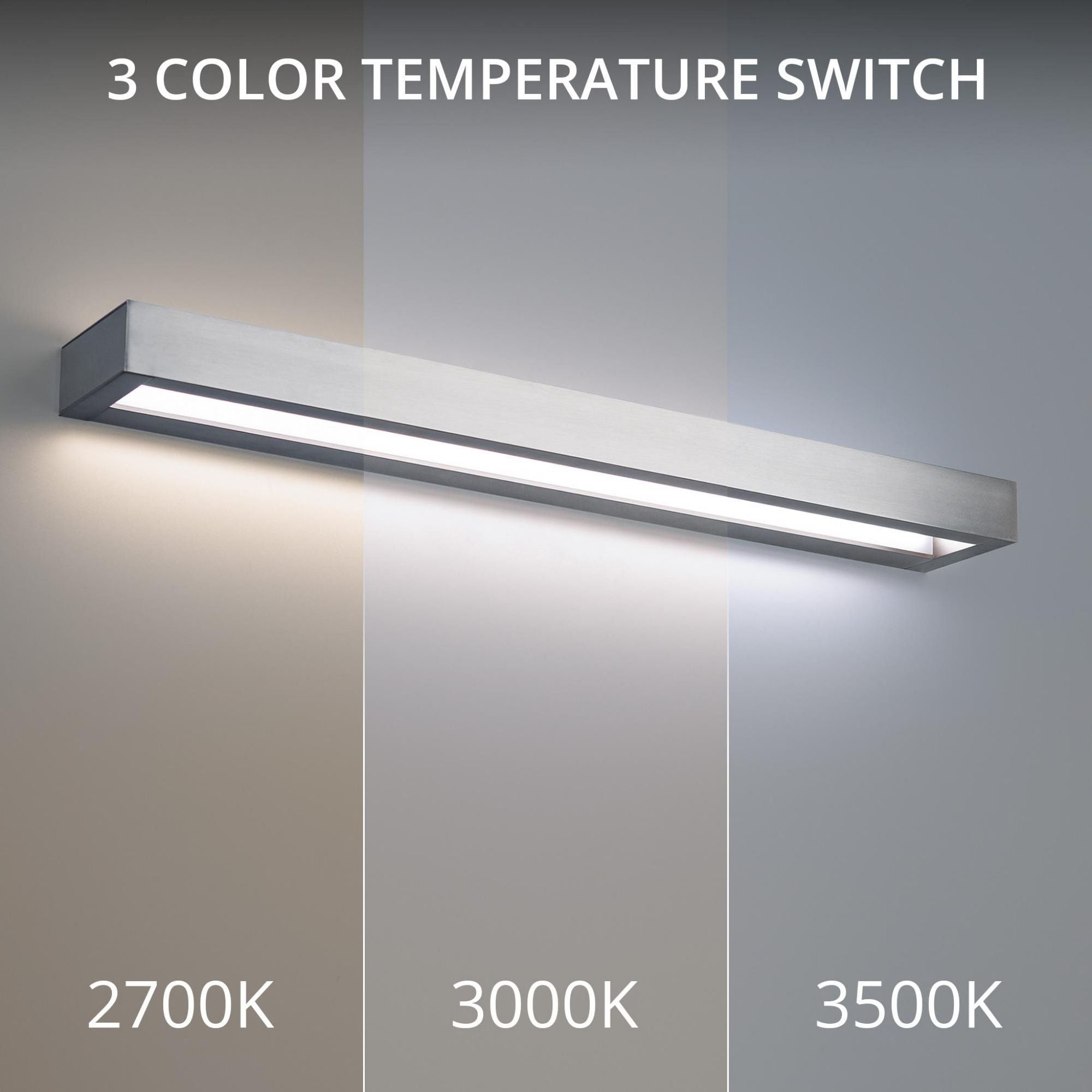Open Bar 27in LED Bathroom Vanity or Wall Light 3-CCT 2700K-3000K-3500K Set to 2700K in Brushed Nickel