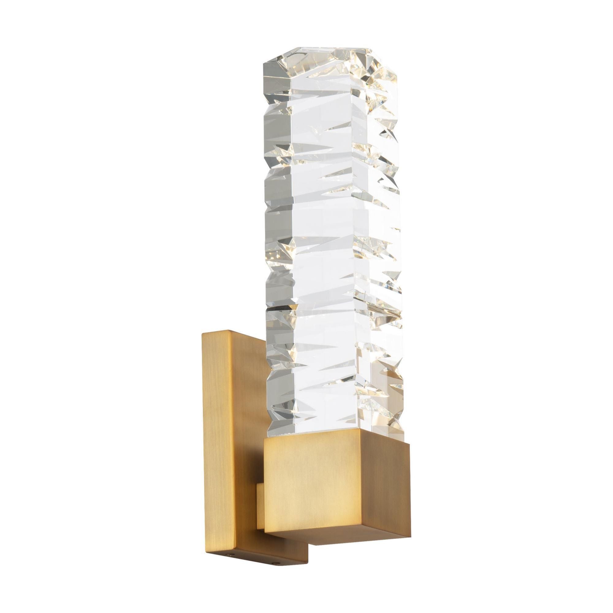 Juliet 15in LED Wall Sconce 3500K with K-9 Faceted Crystal in Aged Brass