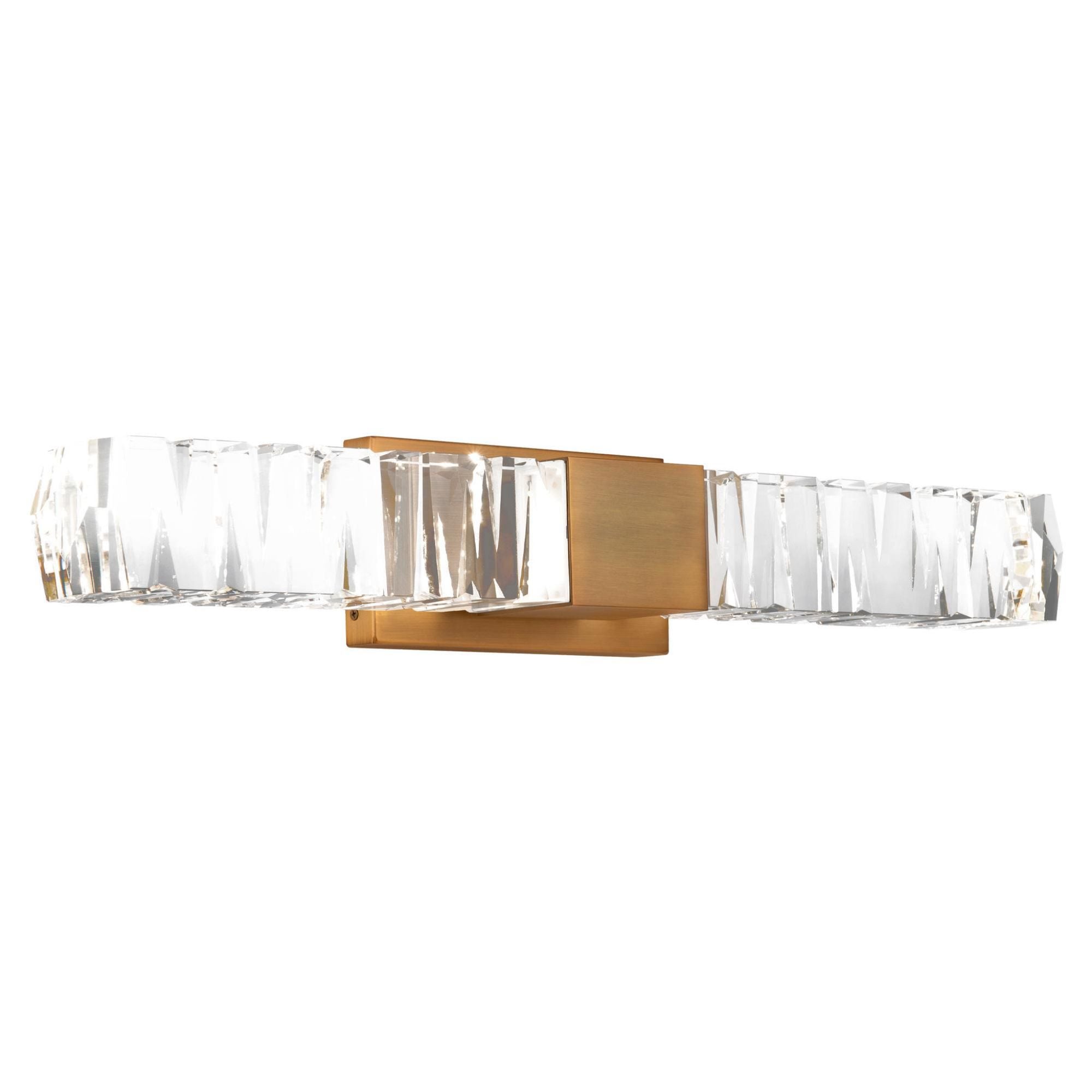 Juliet 27in LED Bathroom Vanity or Wall Light 3500K with K-9 Faceted Crystal in Aged Brass