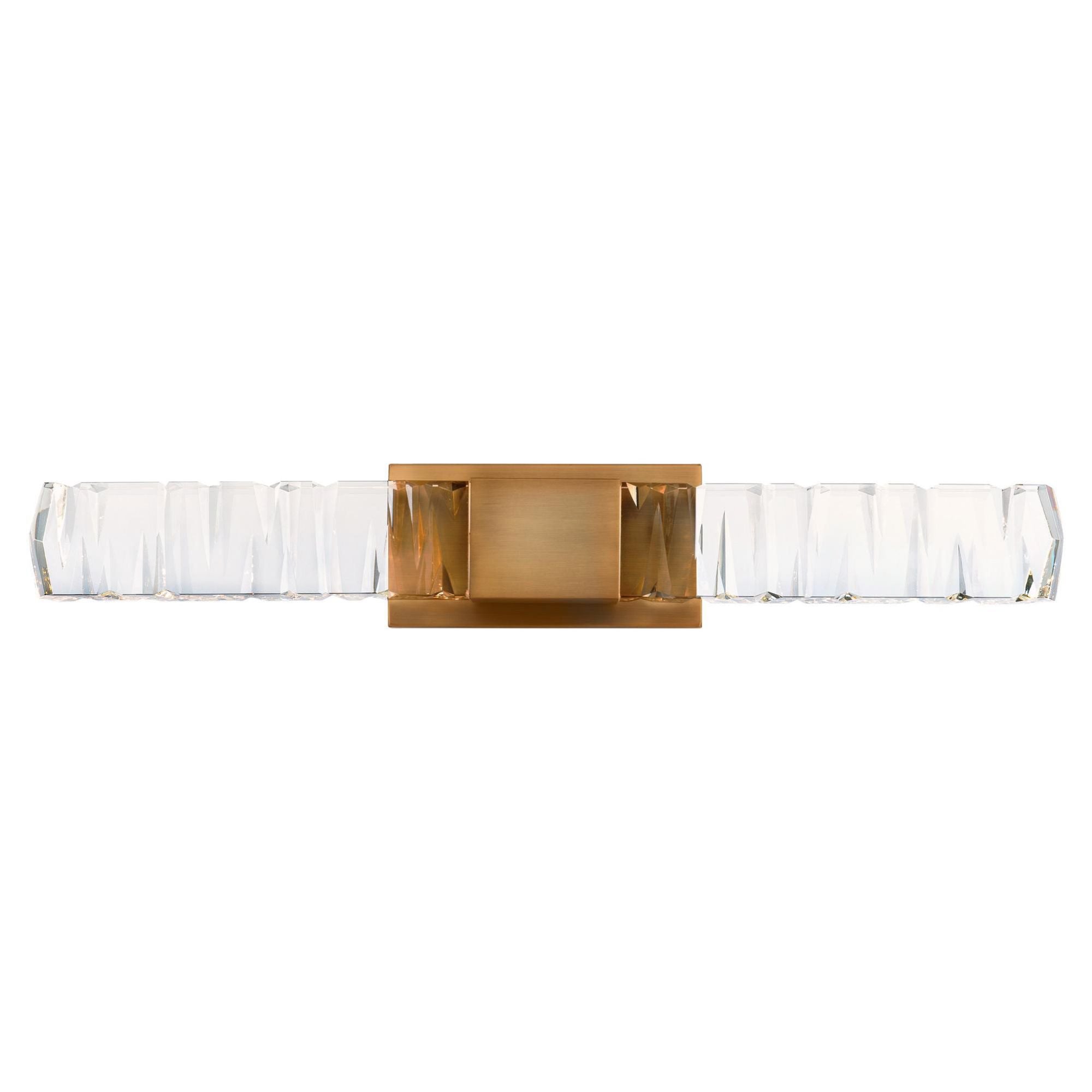 Juliet 27in LED Bathroom Vanity or Wall Light 3500K with K-9 Faceted Crystal in Aged Brass