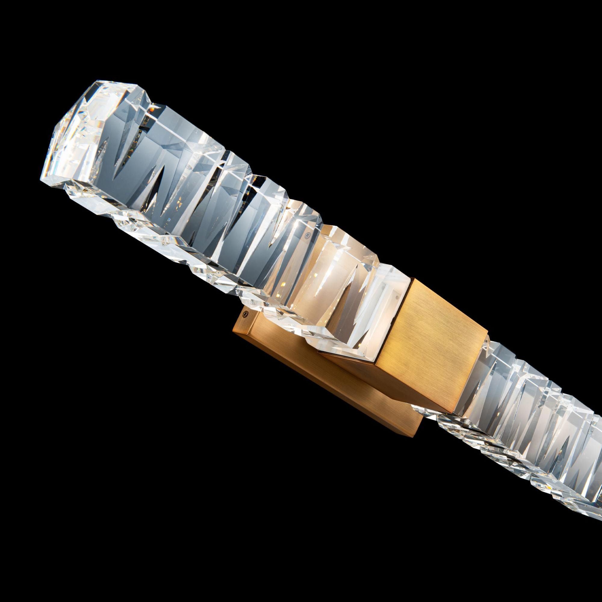 Juliet 27in LED Bathroom Vanity or Wall Light 3500K with K-9 Faceted Crystal in Aged Brass
