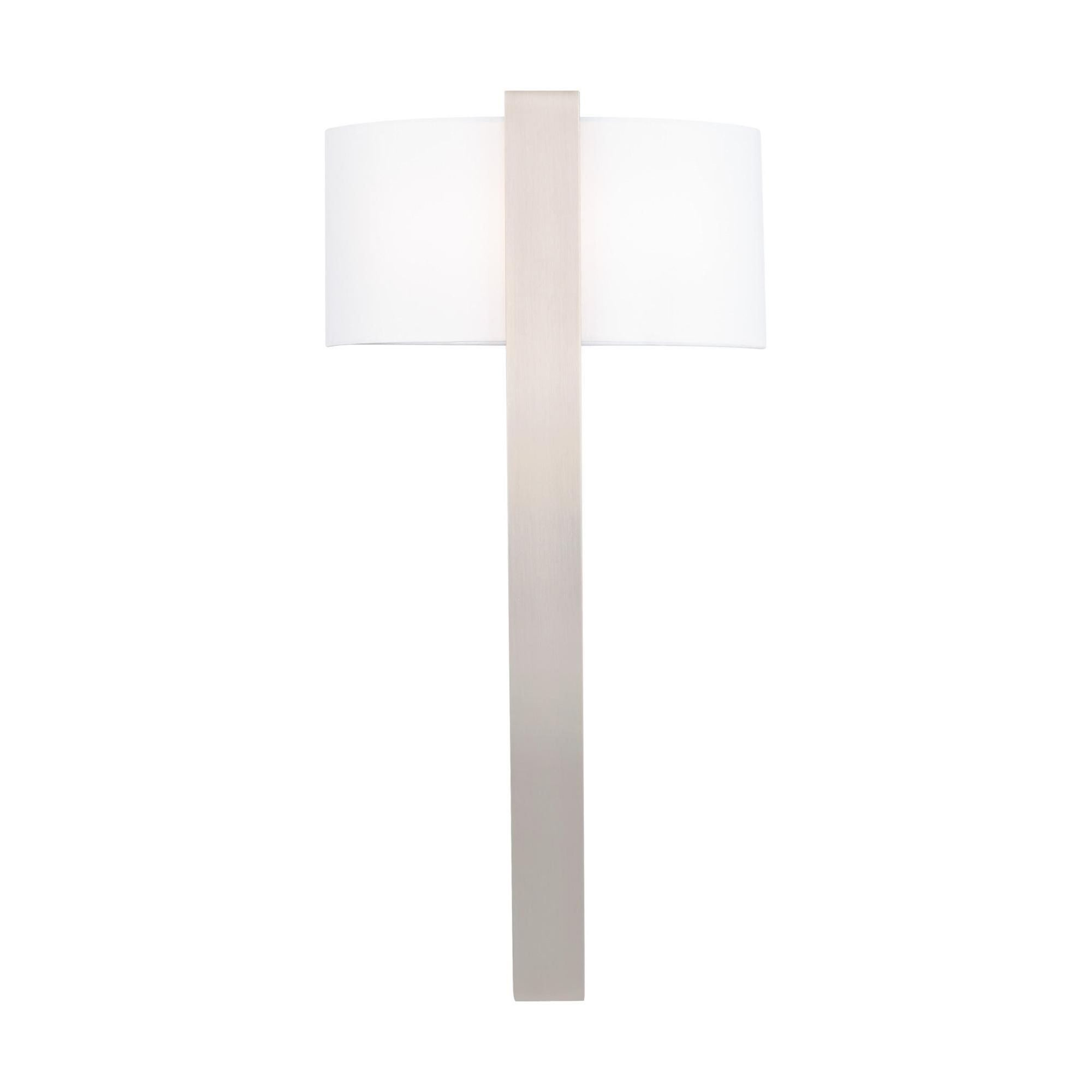Curvana 20in LED Wall Light 3000K with White Fabric Shade in Brushed Nickel Hardware