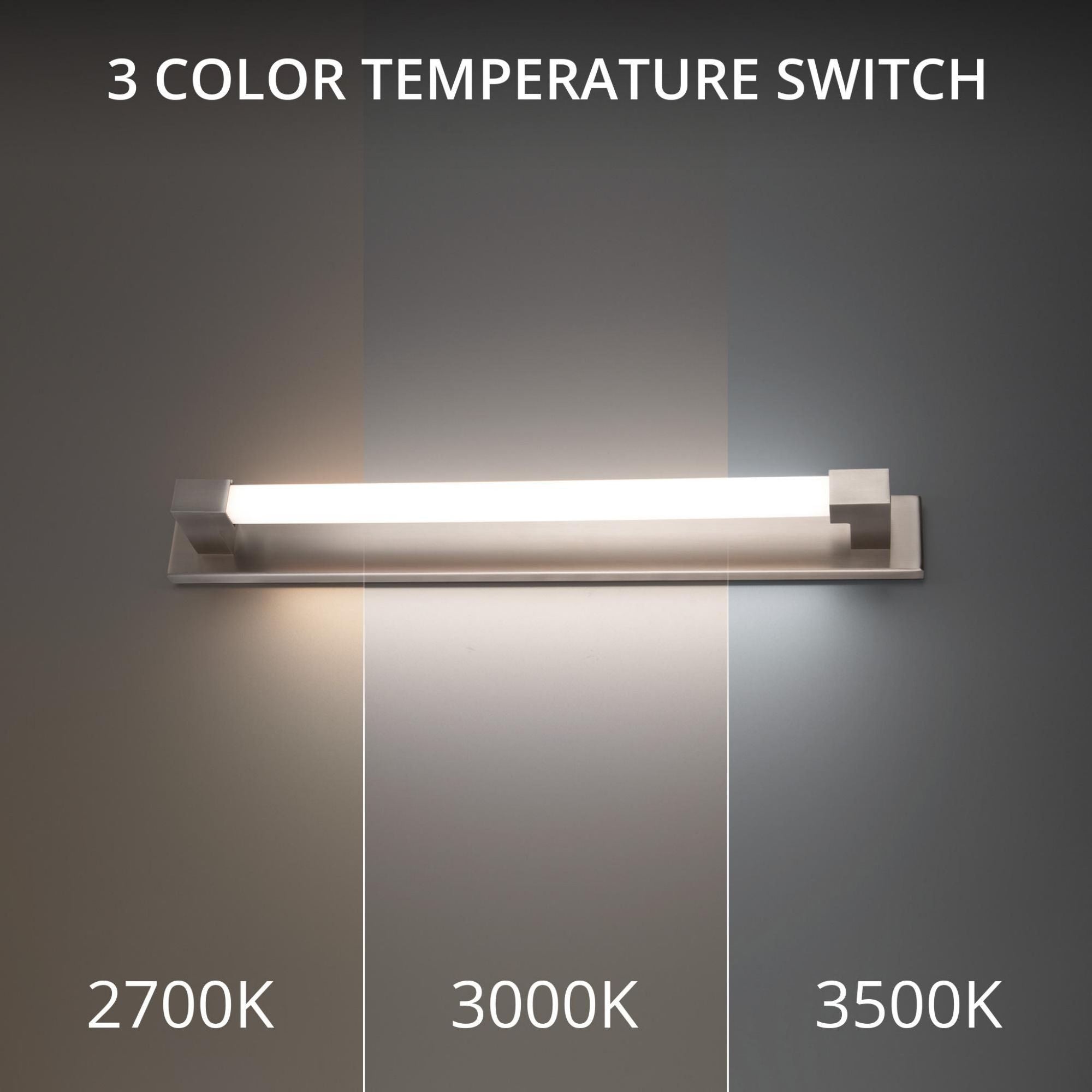 Barre 27in LED Bath Vanity & Wall Light 3-CCT 2700K-3000K-3500K Set to 2700K in Brushed Nickel