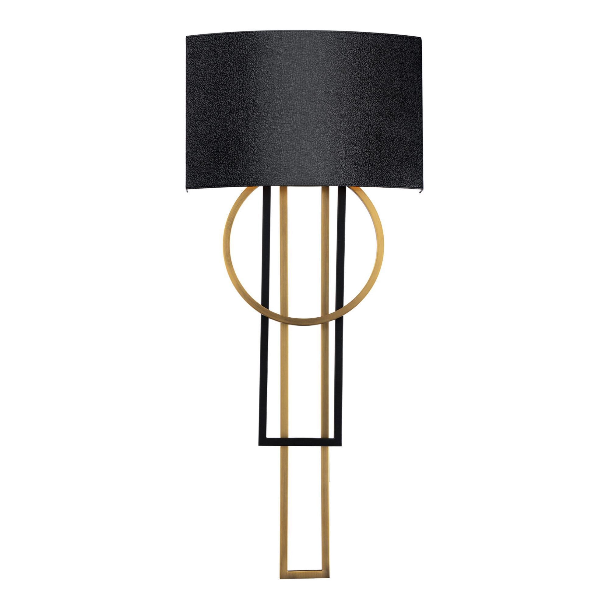 Sartre 32in LED Wall Sconce 3000K in Black with Aged Brass