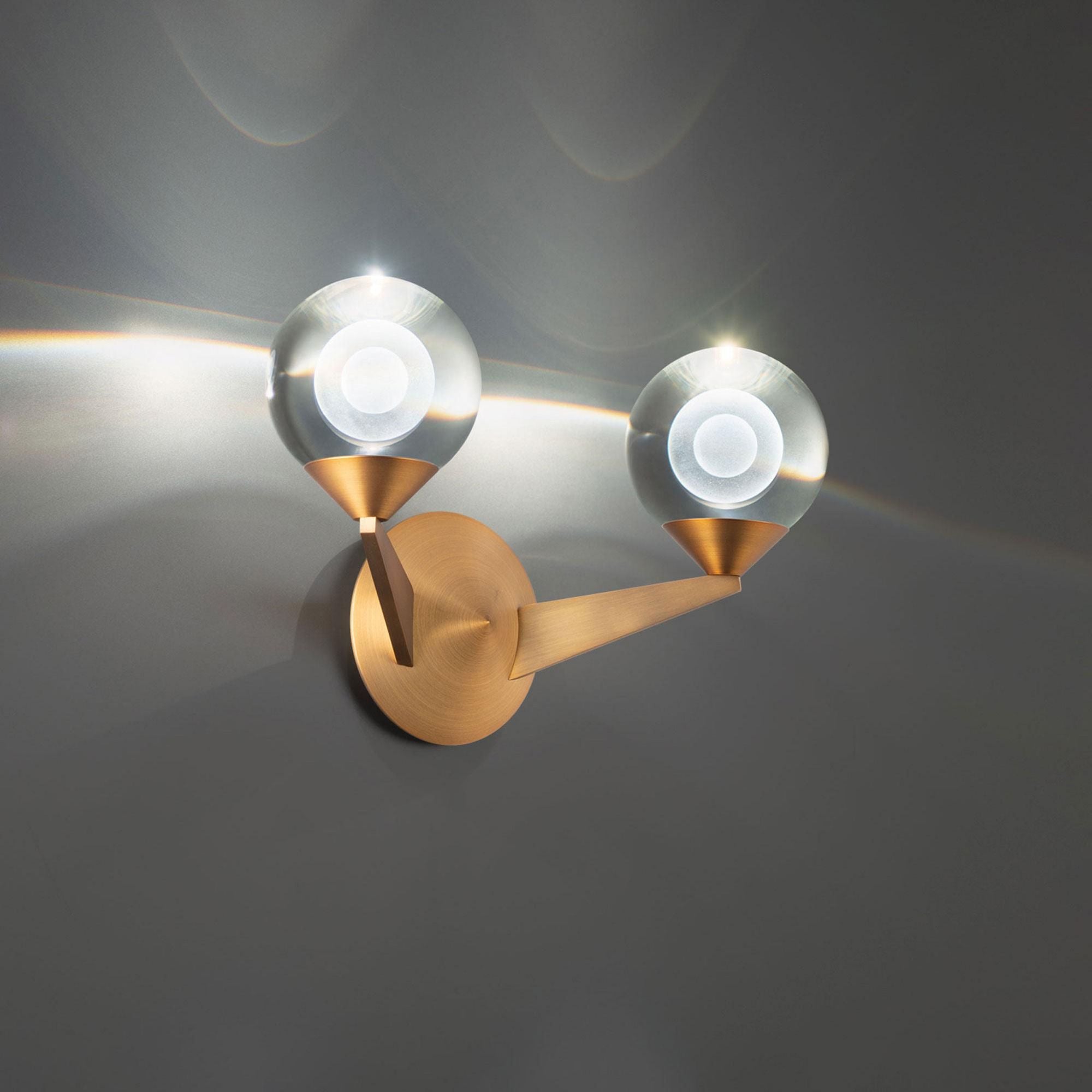 Double Bubble 15in LED 2 Light Wall Sconce 3000K in Aged Brass