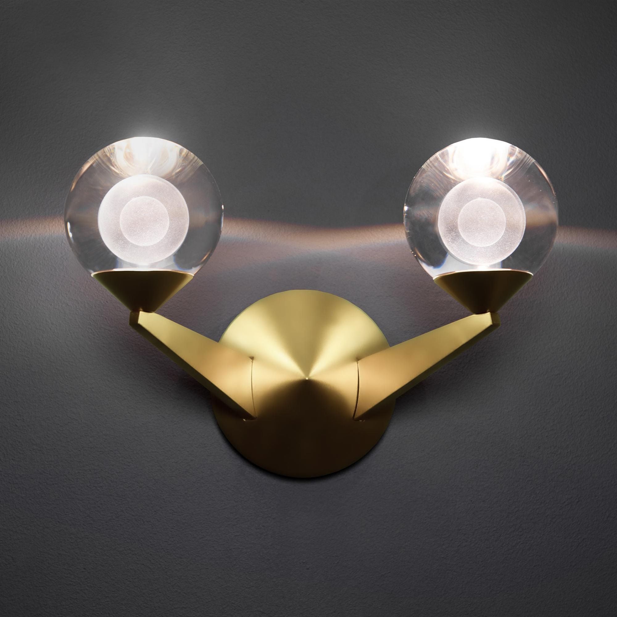 Double Bubble 15in LED 2 Light Wall Sconce 3000K in Aged Brass