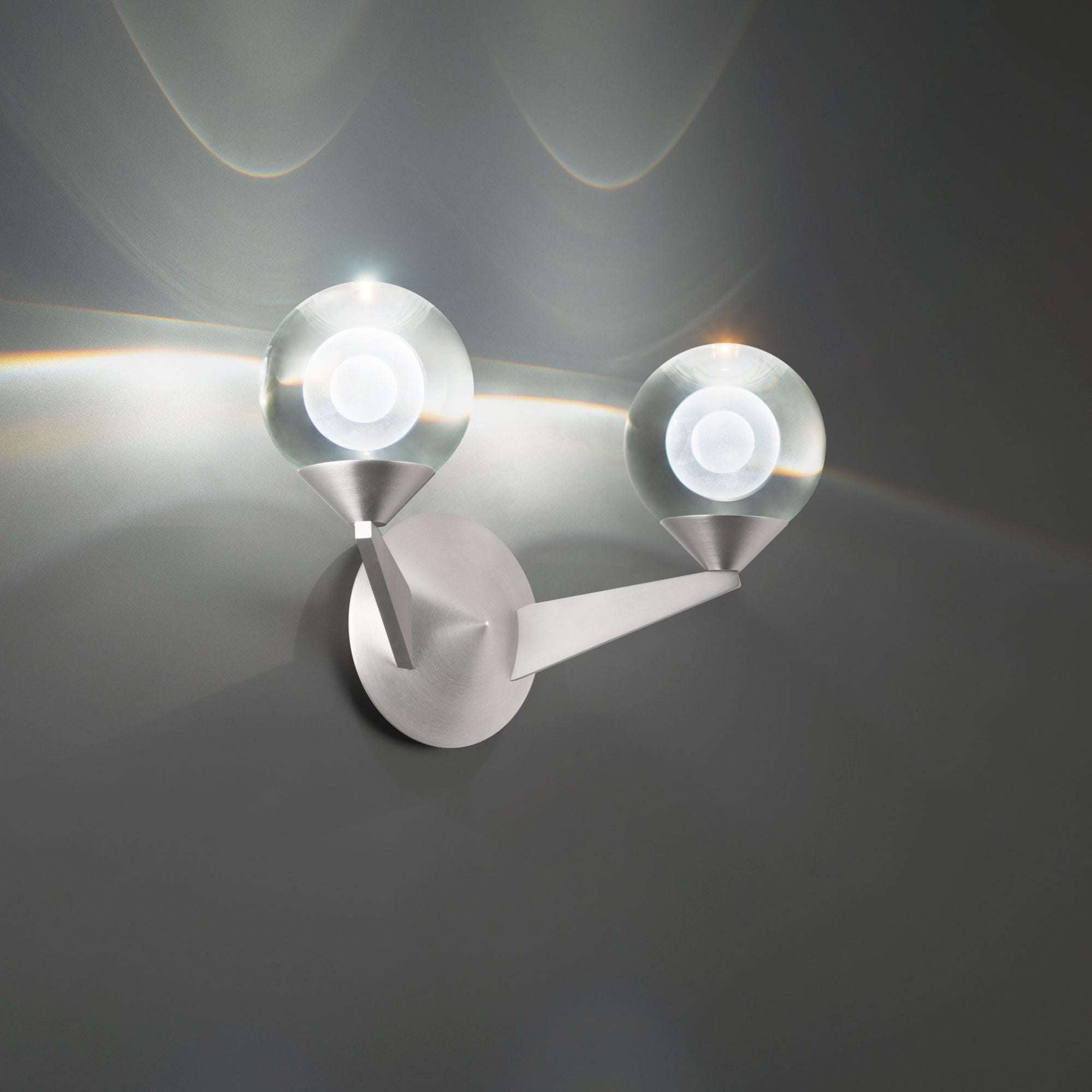 Double Bubble 15in LED 2 Light Wall Sconce 3000K in Satin Nickel