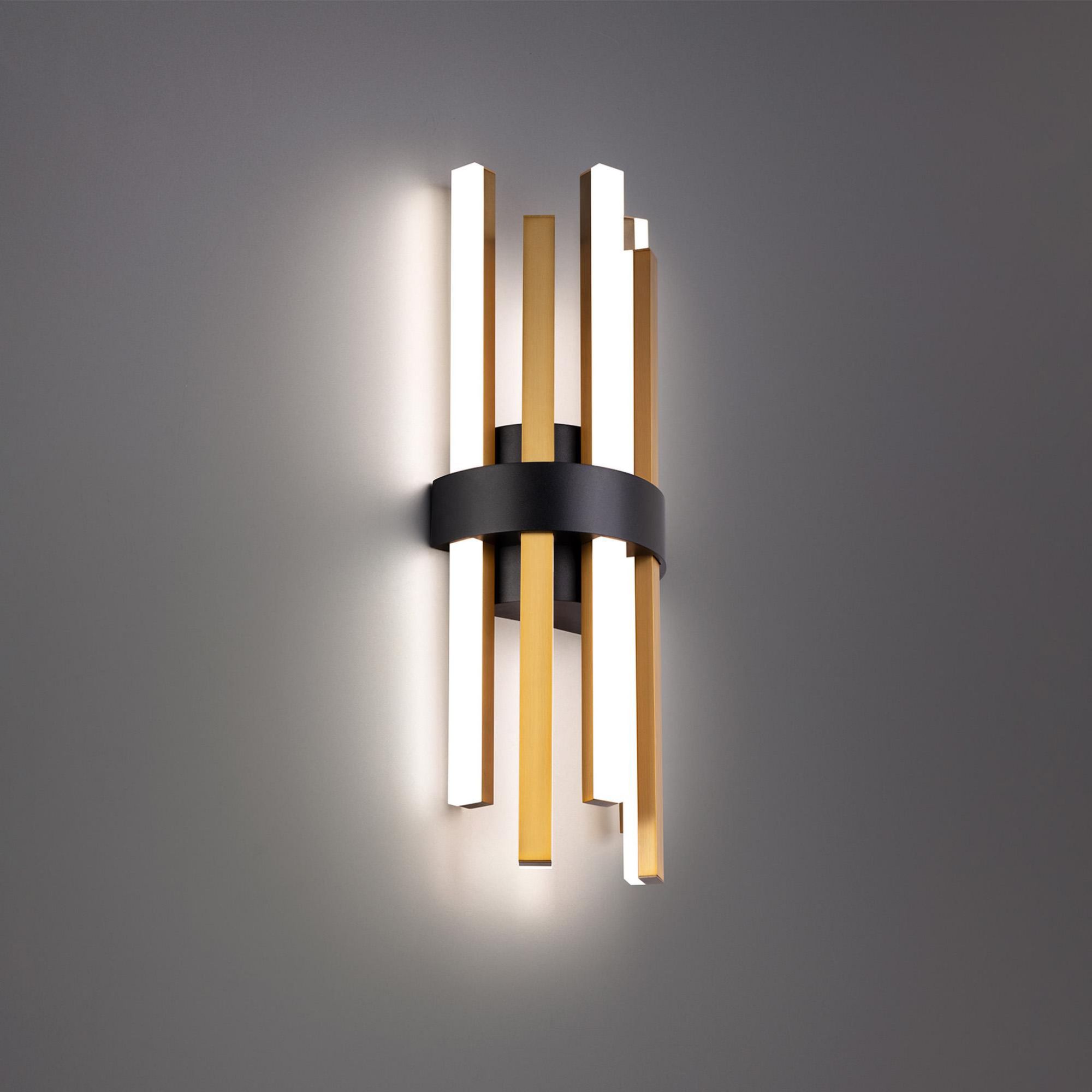 Harmonix 7in LED Wall Sconce 3000K in Black with Aged Brass