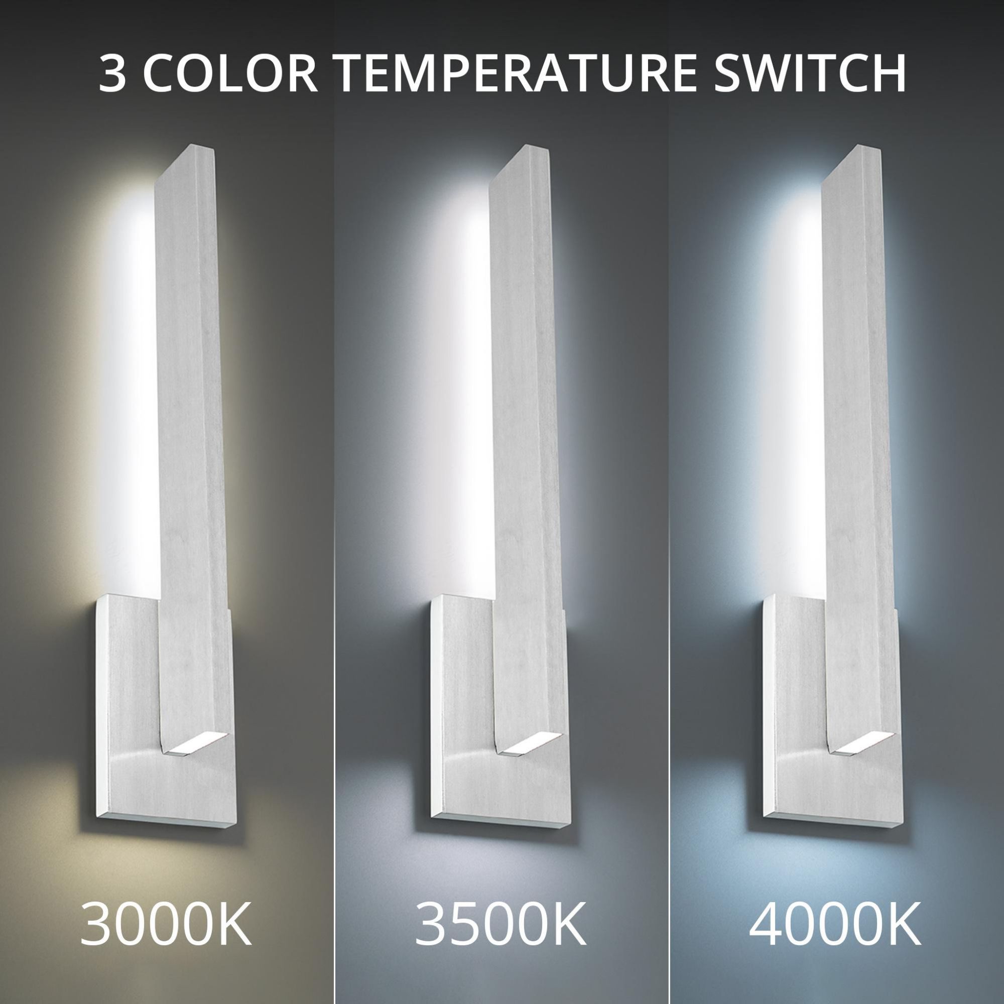 Mako 22in LED Indoor or Outdoor Wall Light 3-CCT 3000K-3500K-4000K Set to 3500K in Brushed Aluminum