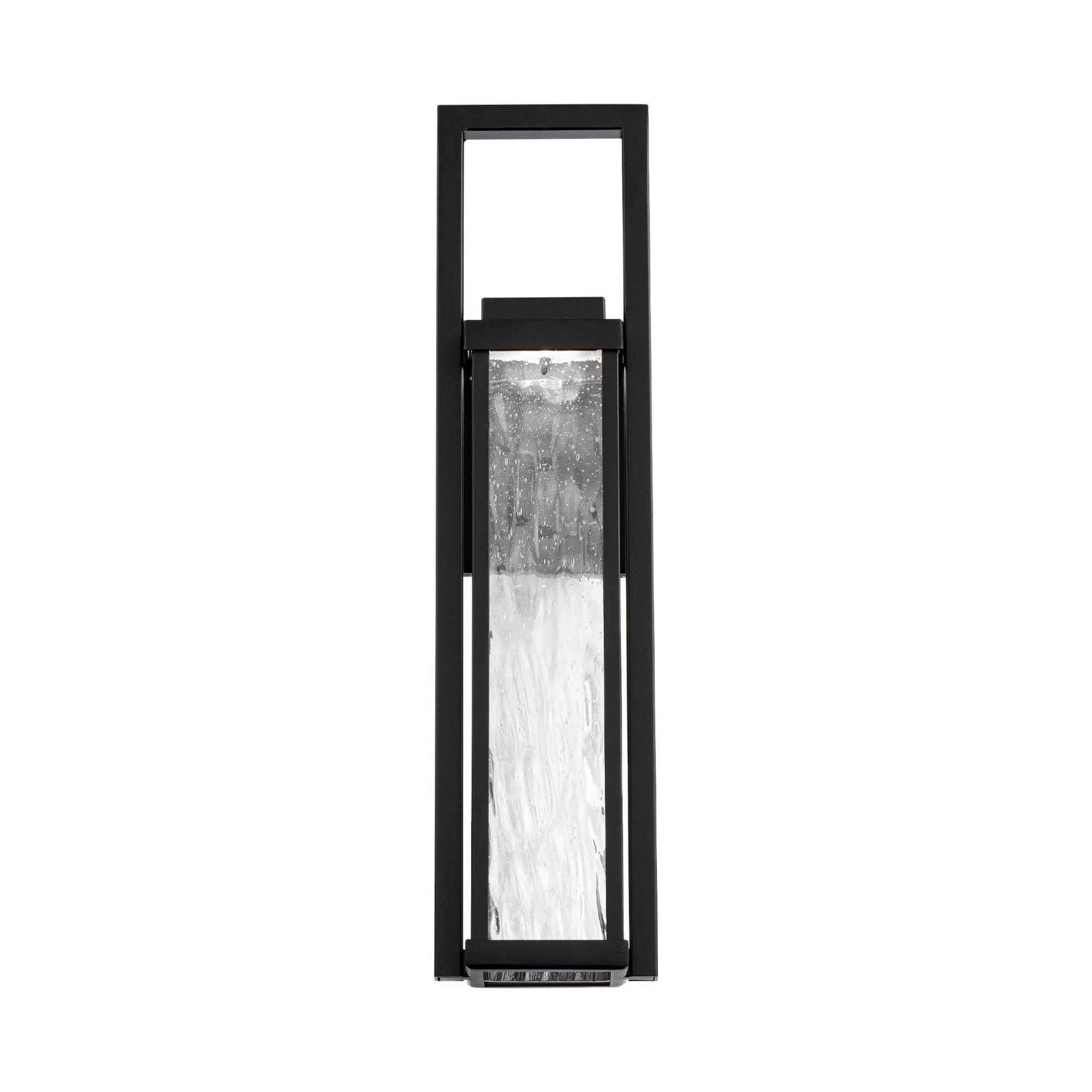Revere 20in LED Indoor or Outdoor Wall Lantern 3000K with Seeded Hammered Glass in Black