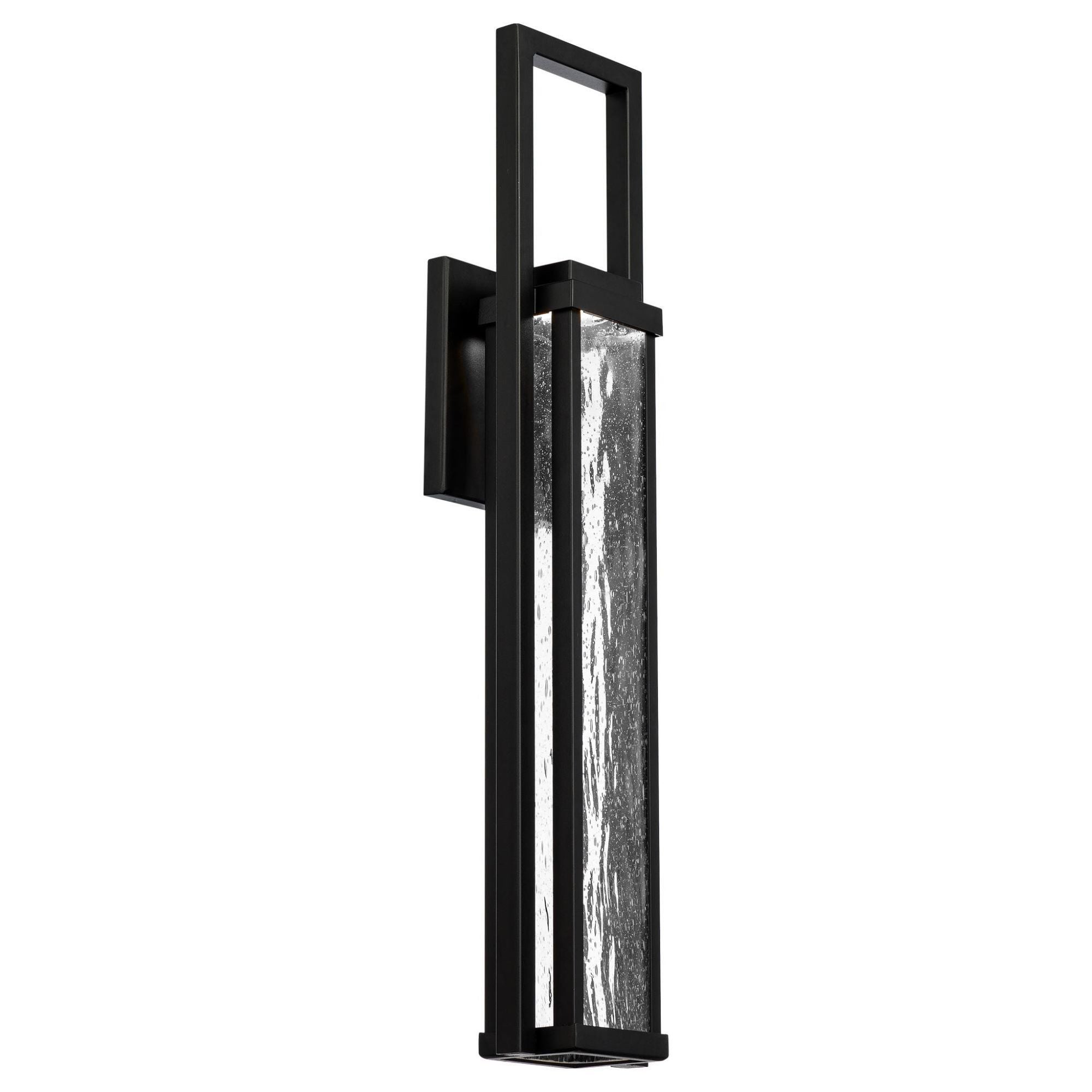 Revere 25in LED Indoor or Outdoor Wall Lantern 3000K with Seeded Hammered Glass in Black