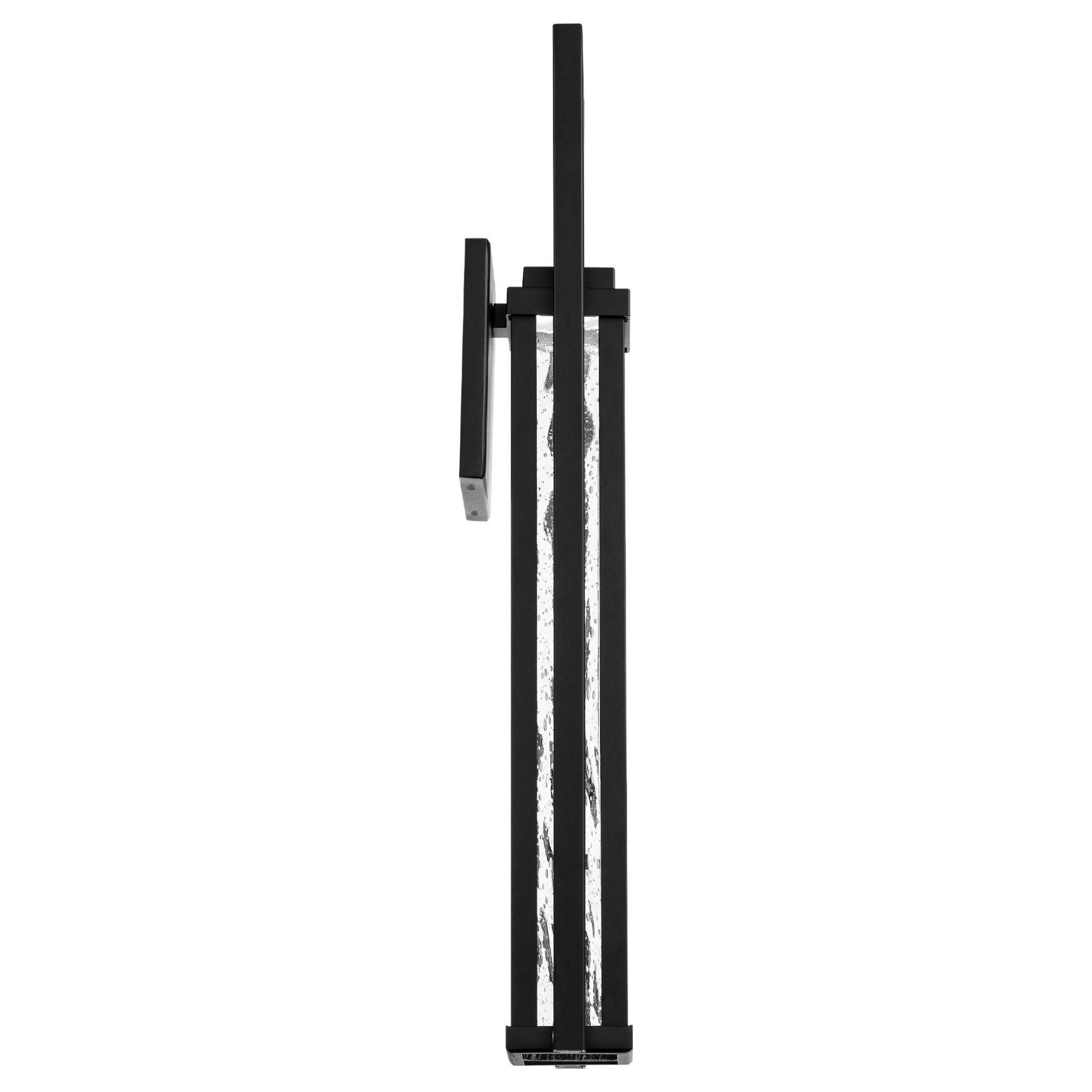 Revere 25in LED Indoor or Outdoor Wall Lantern 3000K with Seeded Hammered Glass in Black