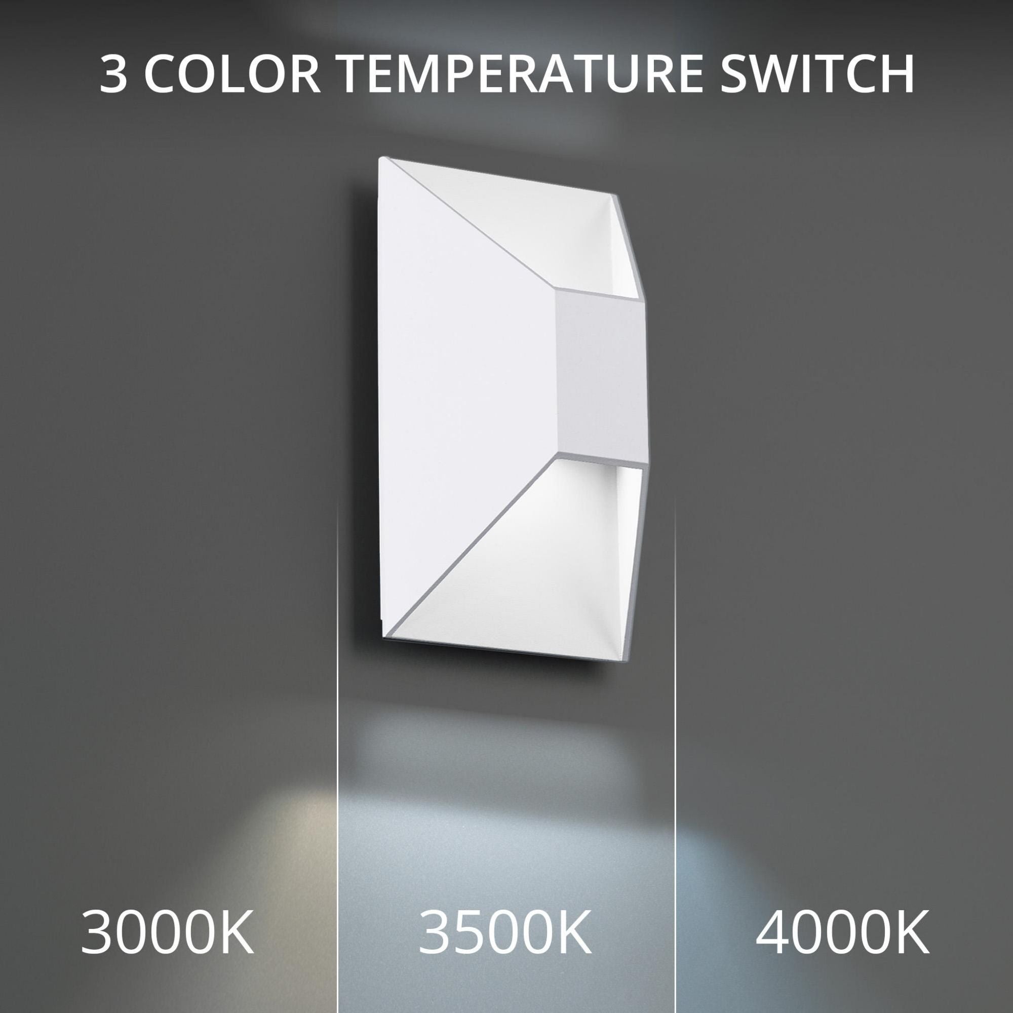 Maglev 10in LED Indoor or Outdoor Wall Light 3-CCT 3000K-3500K-4000K Set to 3500K in White