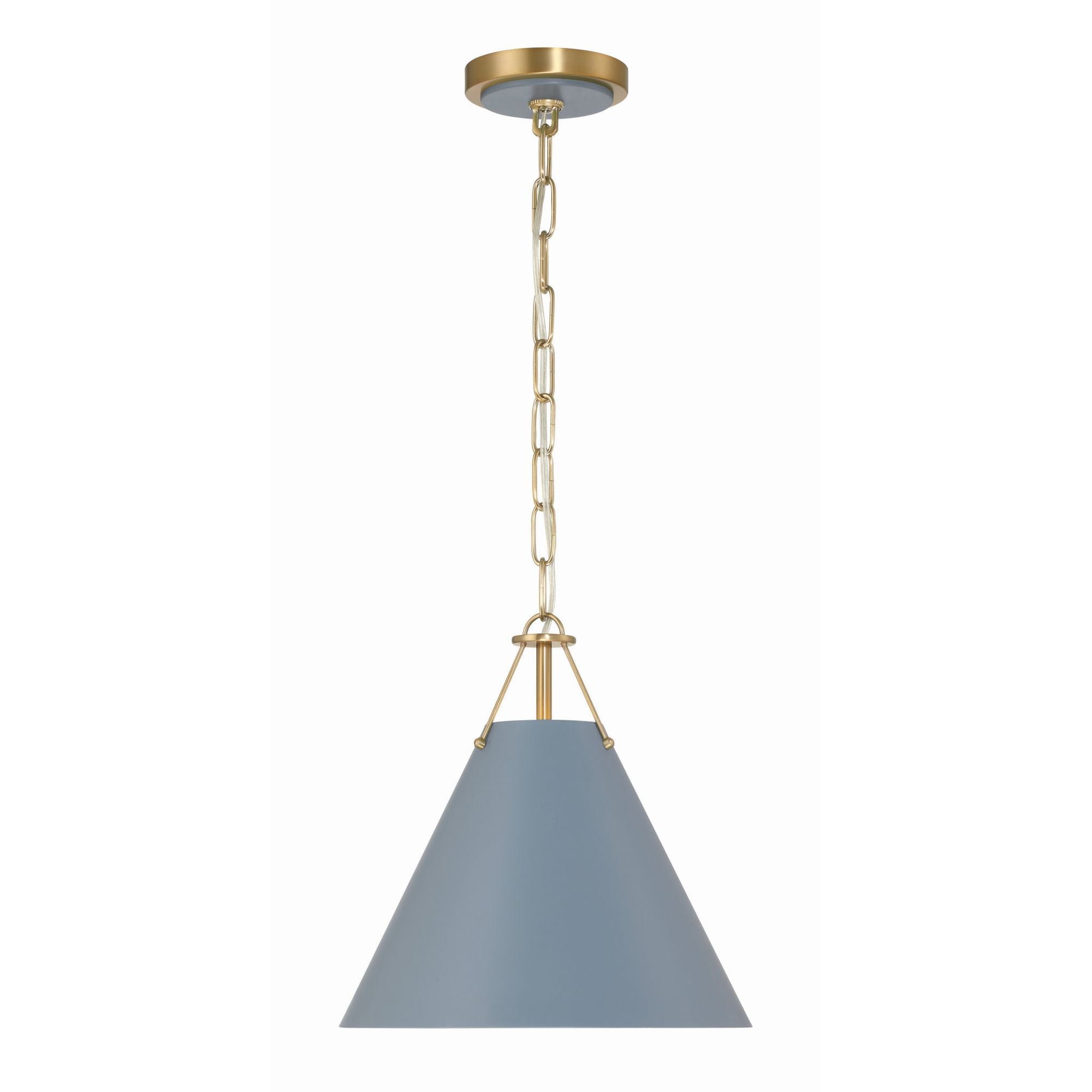Xavier 1 Light Vibrant Gold + Blue Mini Pendant Steel Shade 12"W x 12"H x 12"D