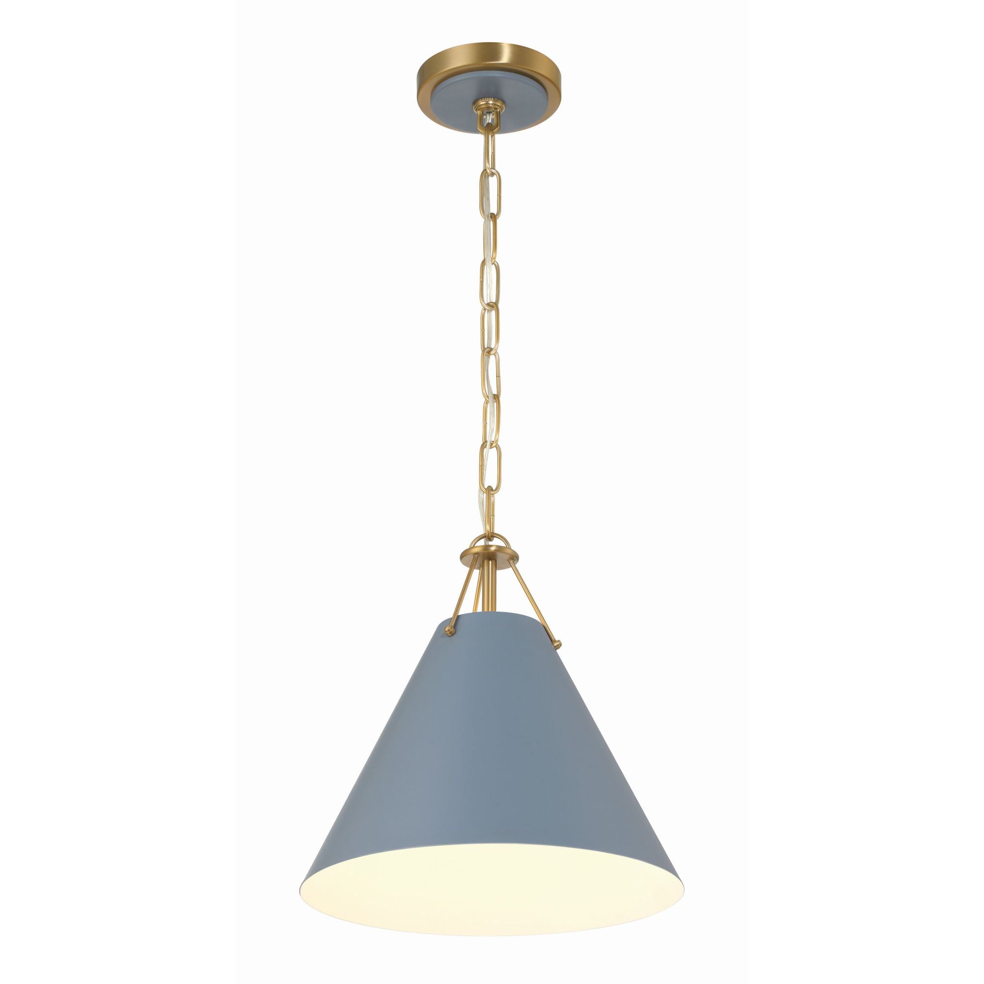 Xavier 1 Light Vibrant Gold + Blue Mini Pendant Steel Shade 12"W x 12"H x 12"D